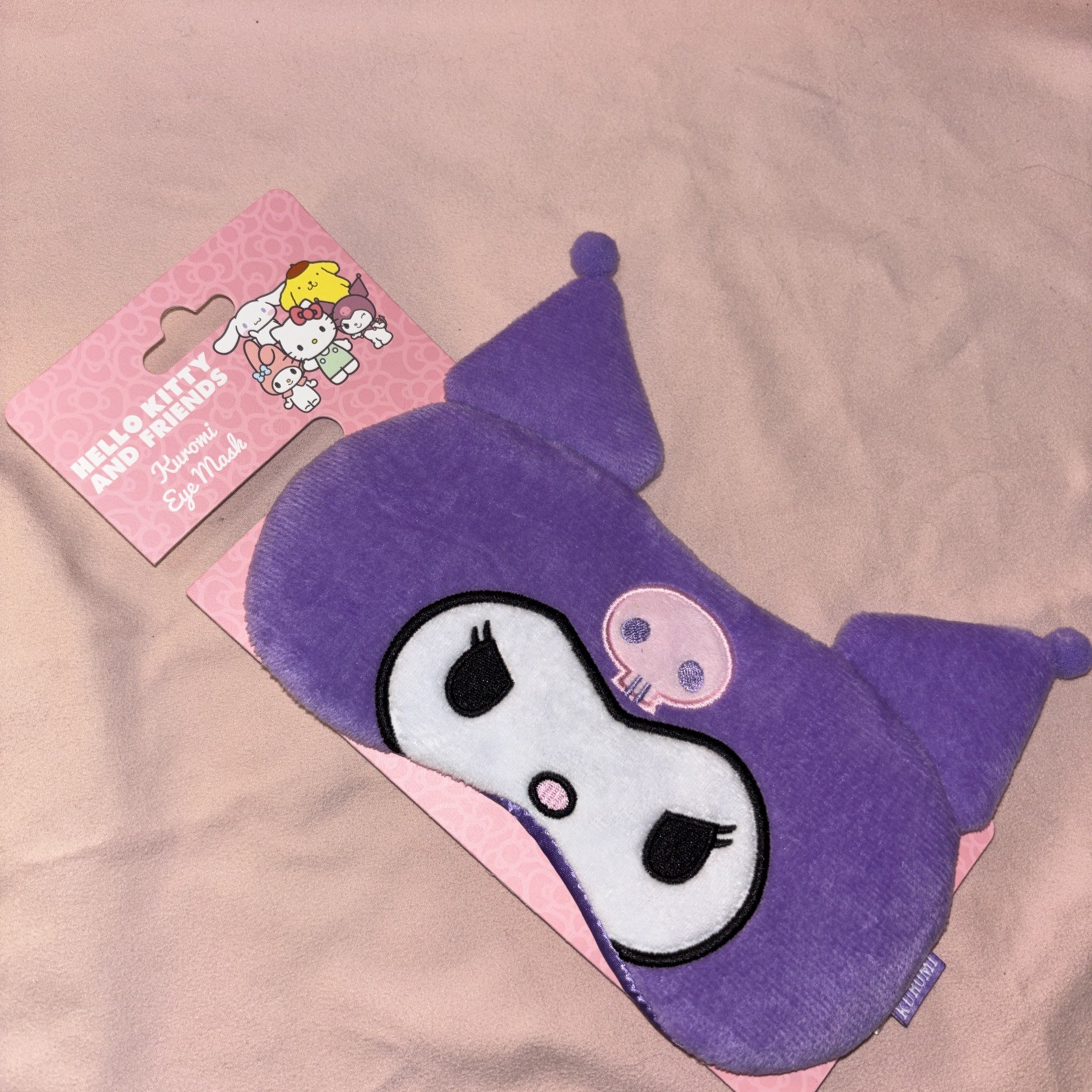 Sanrio Kuromi Plush Eye Mask Sleeping Kawaii Hello Kitty And Friends BNWT Sanrio Kuromi Plush Eye Mask Sleeping Kawaii Hello Kitty And Friends BNWT
