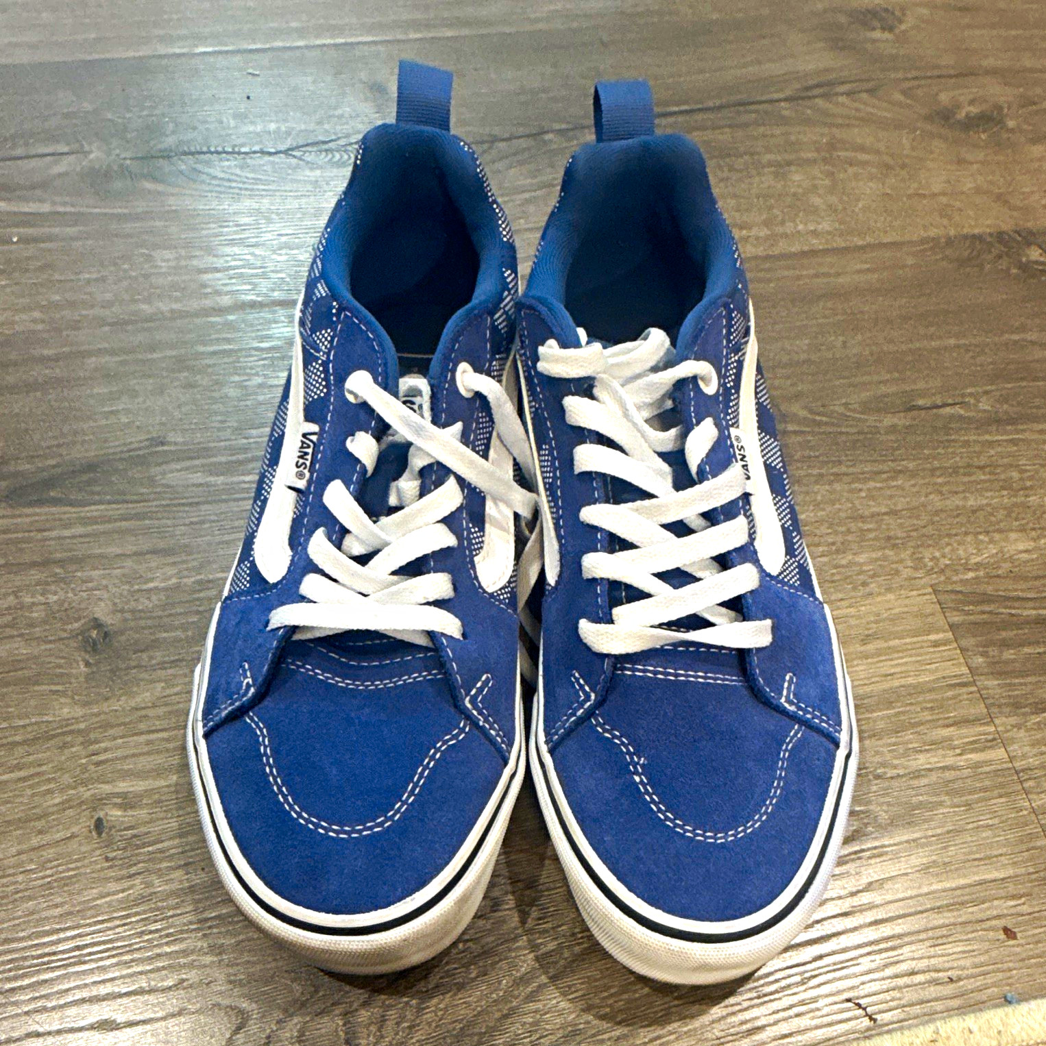 VANS Old Skool Men’s Low Top Lace Up Sneakers Blue/White Check