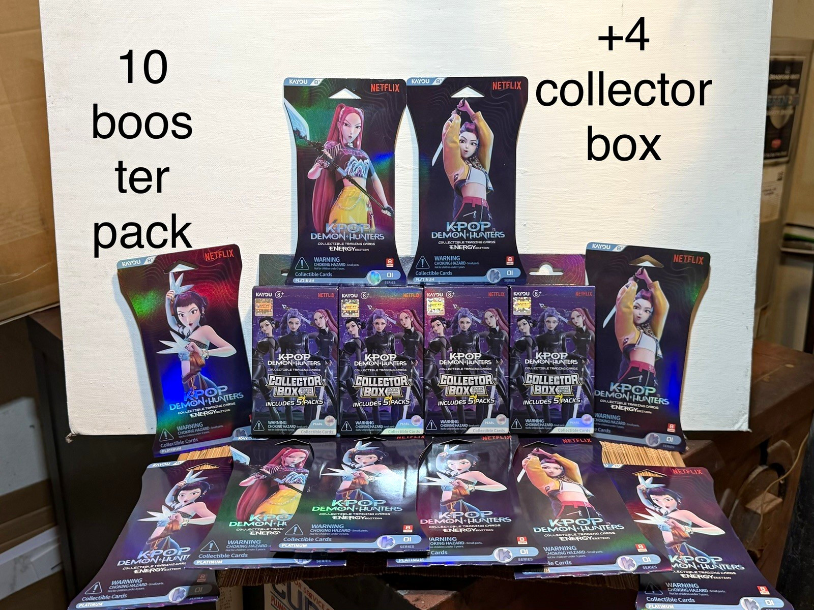 Kayou K-Pop Demon Hunters Netflix 2024 Platinum 4 Box Lot + 10 Booster Packs