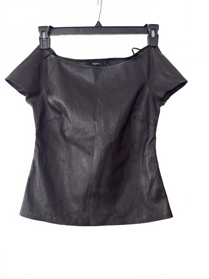 NWT $595 Theory Black Lamb Leather Ballet Top, Size M NWT $595 Theory Black Lamb Leather Ballet Top, Size M