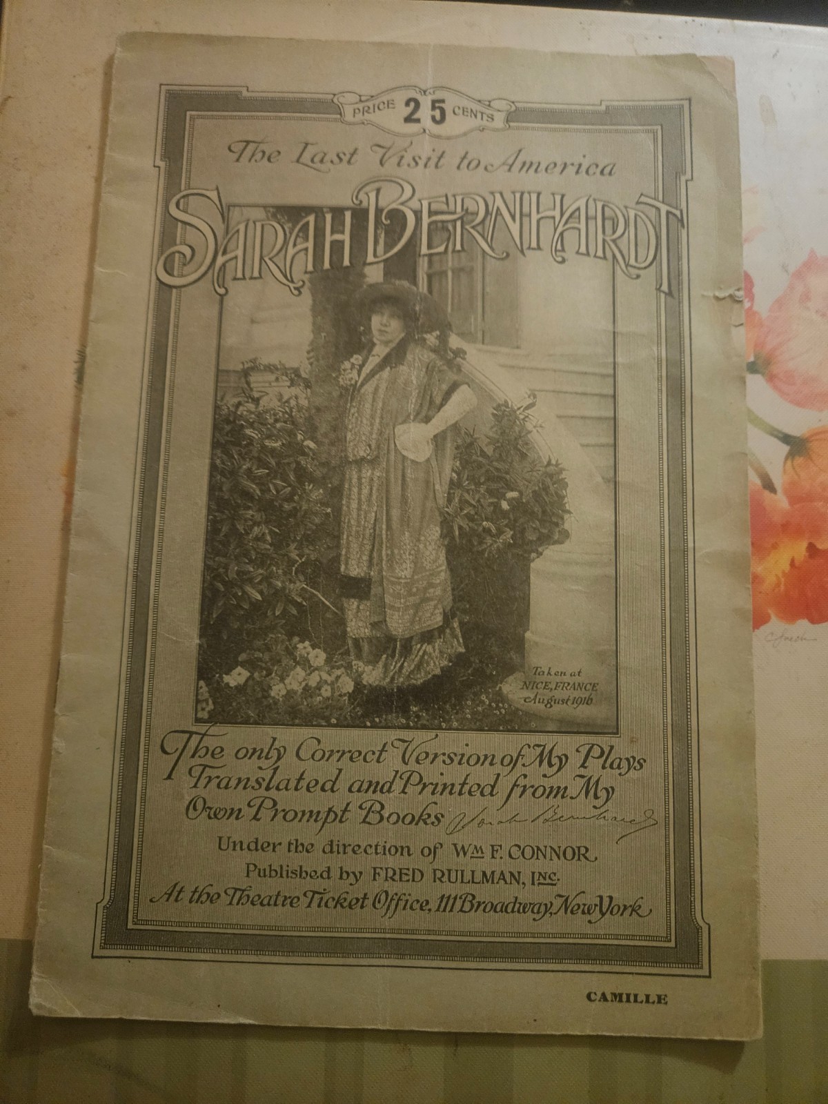 Antique 1916 Sarah Bernhardt Camille Play Program Libretto Connor Rullman 15...