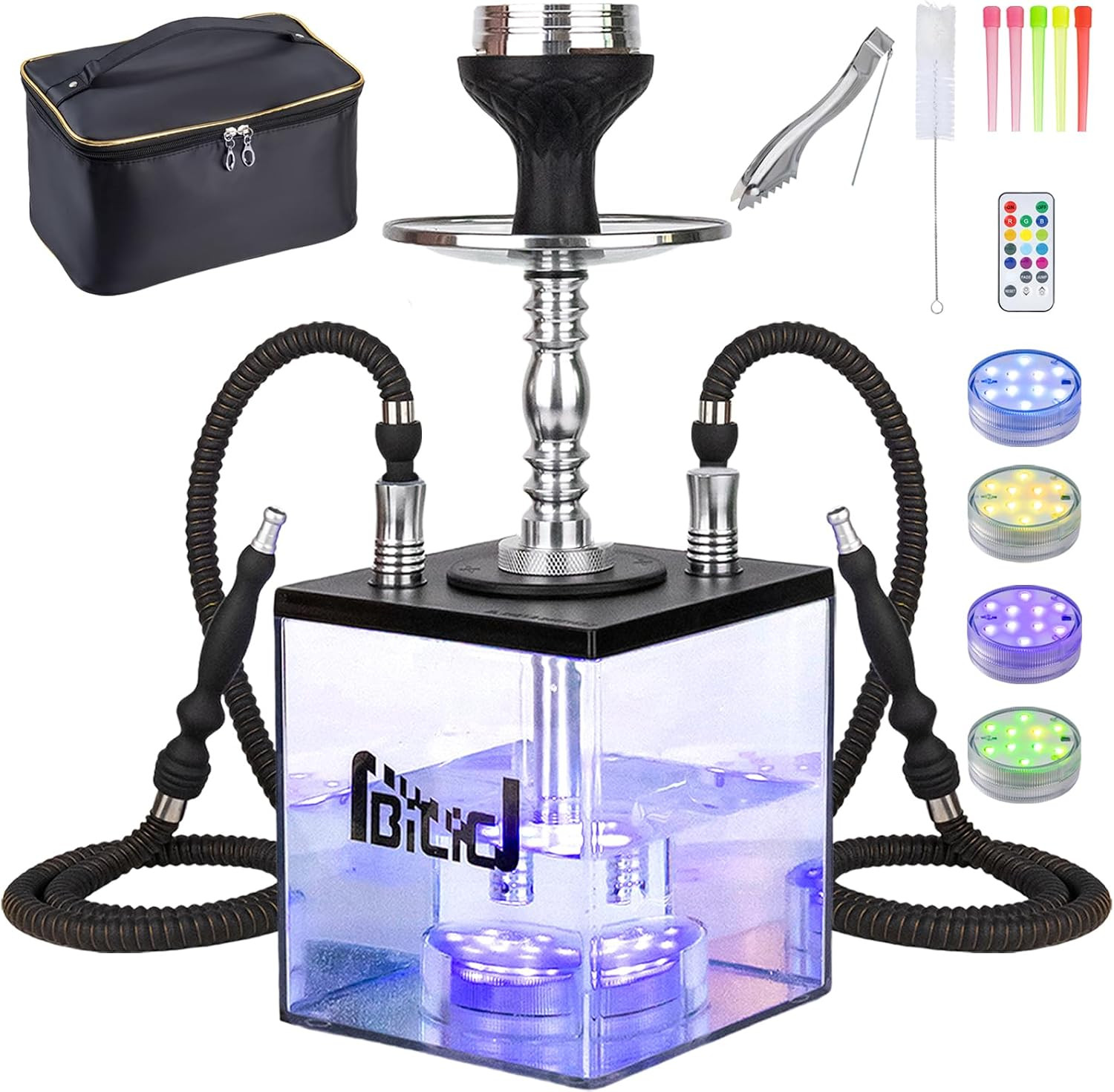 2 Hose Hookah Set - Portable Hookah Set with Everything Included - Durable Hooka 2 Hose Hookah Set - Portable Hookah Set with Everything Included - Durable Hooka