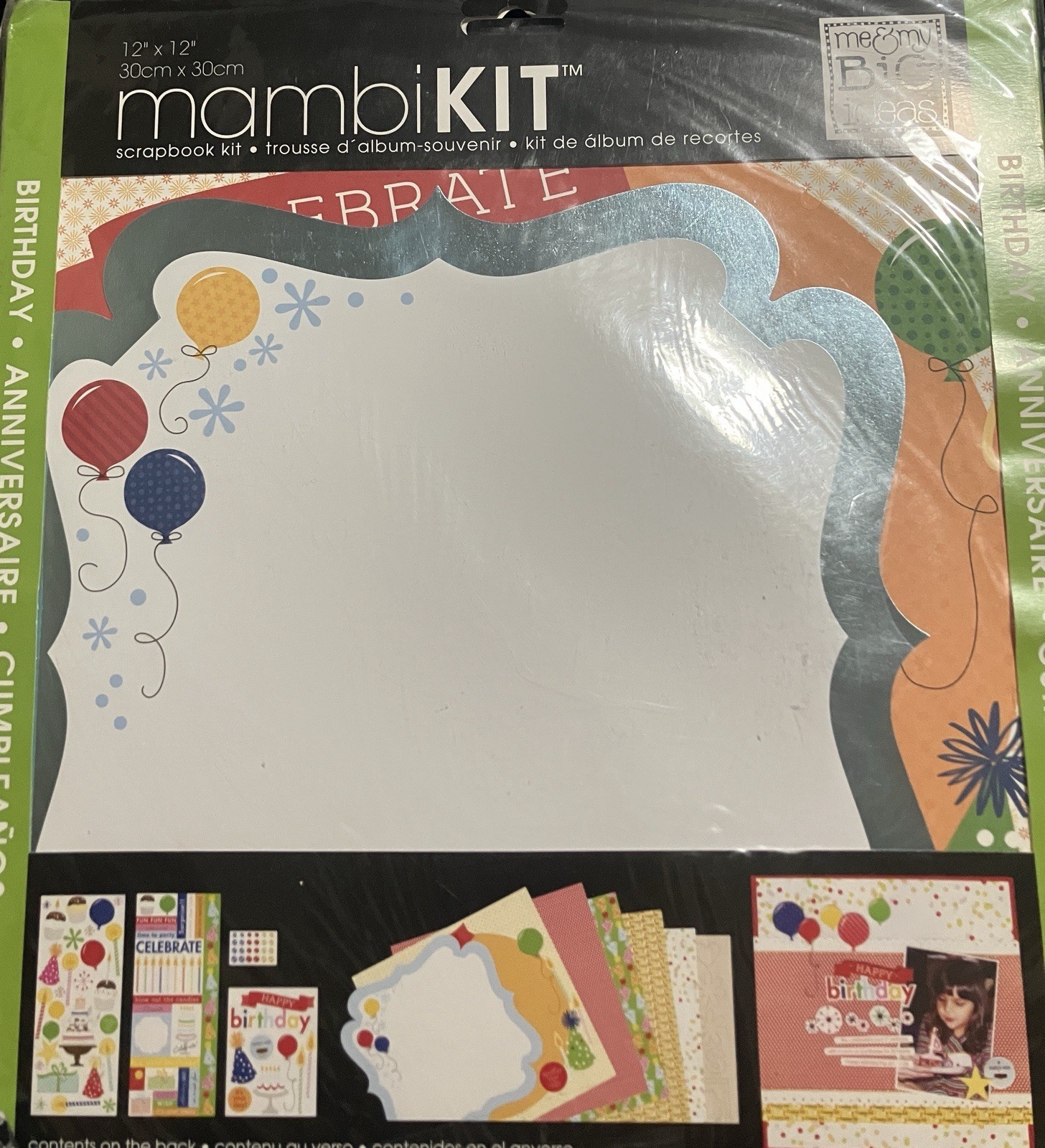 MAMBI (Me & My Big Ideas) Scrapbook Kit, 12” X 12”, “BIRTHDAY” themed.