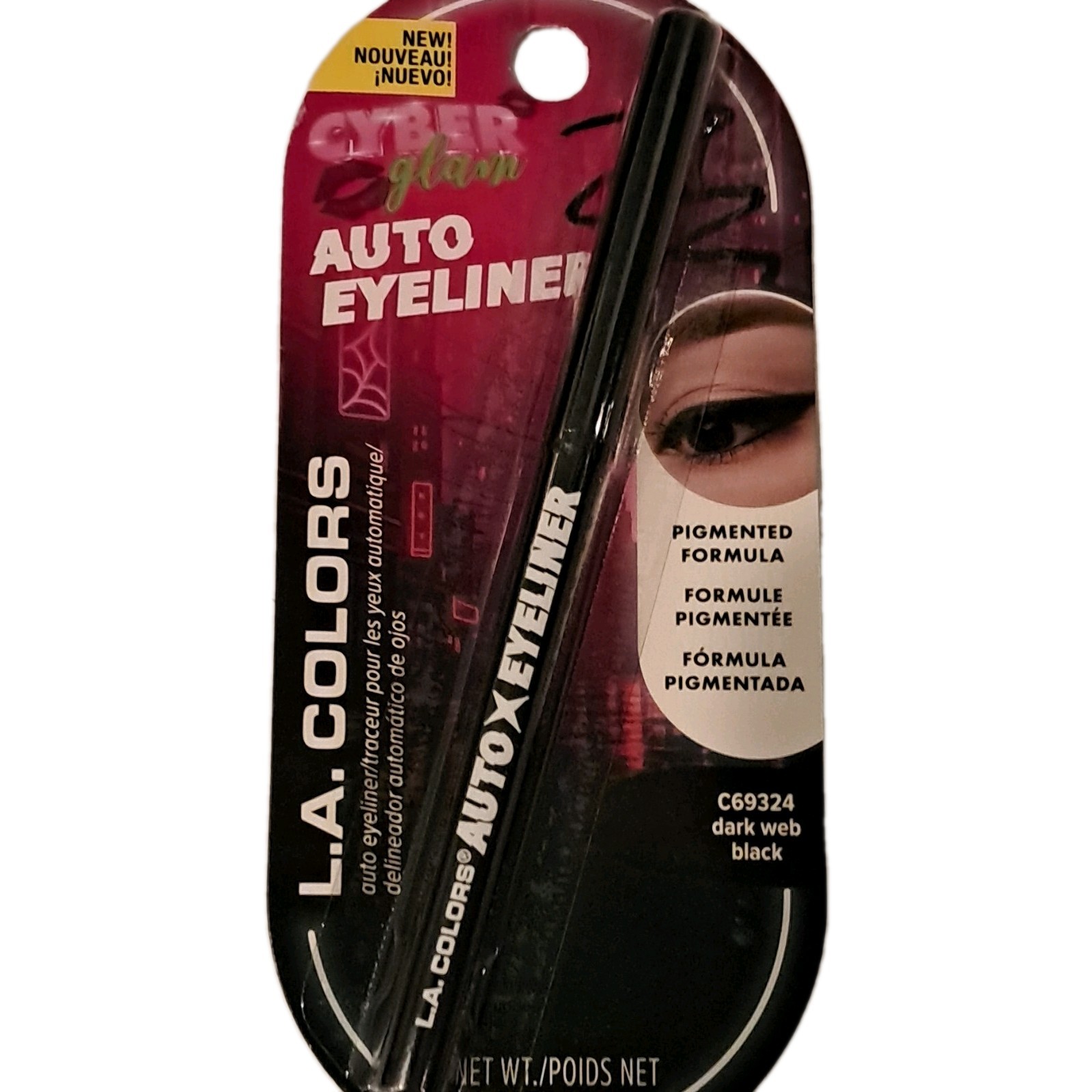 L.A. Colors Cyber Glam Auto Eyeliner Pencil Black Shade C69324 12M PAO