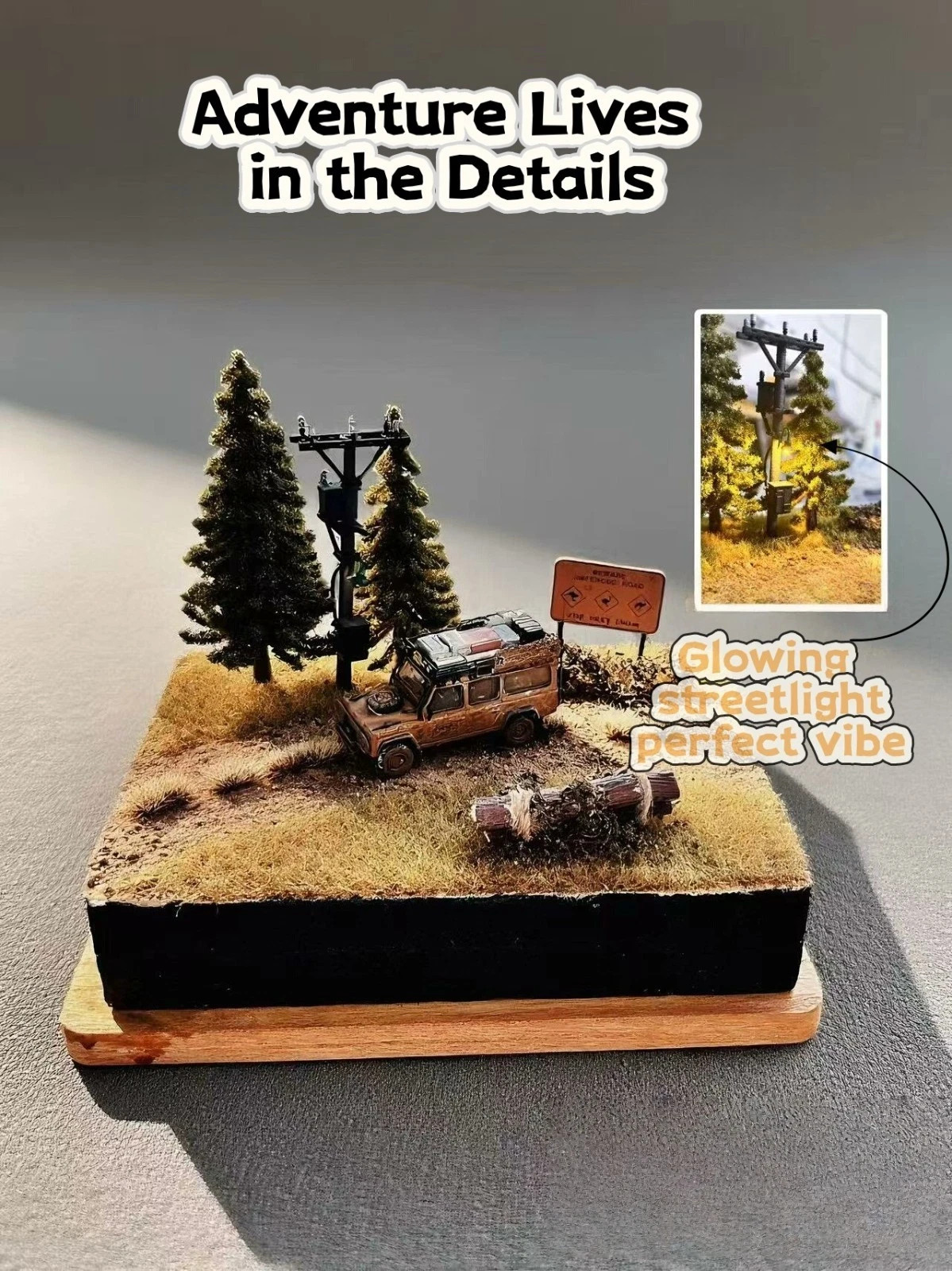 1:64 Wild Desert Diorama Scene with LED Light for Mini GT Hot Wheels Display