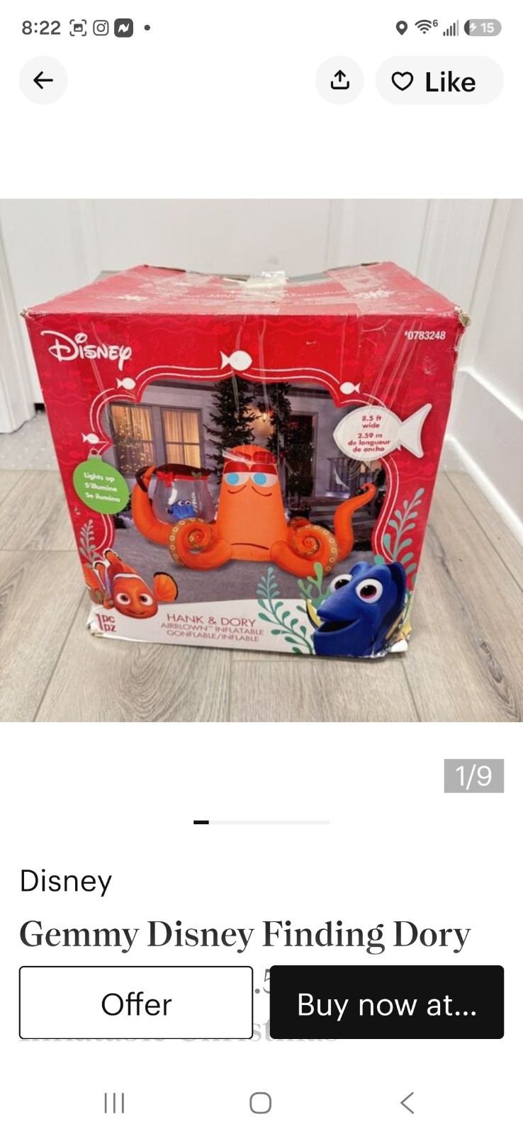 Disney Finding Nemo 4.98-ft Lighted Dory and Hank Christmas Inflatable Disney Finding Nemo 4.98-ft Lighted Dory and Hank Christmas Inflatable