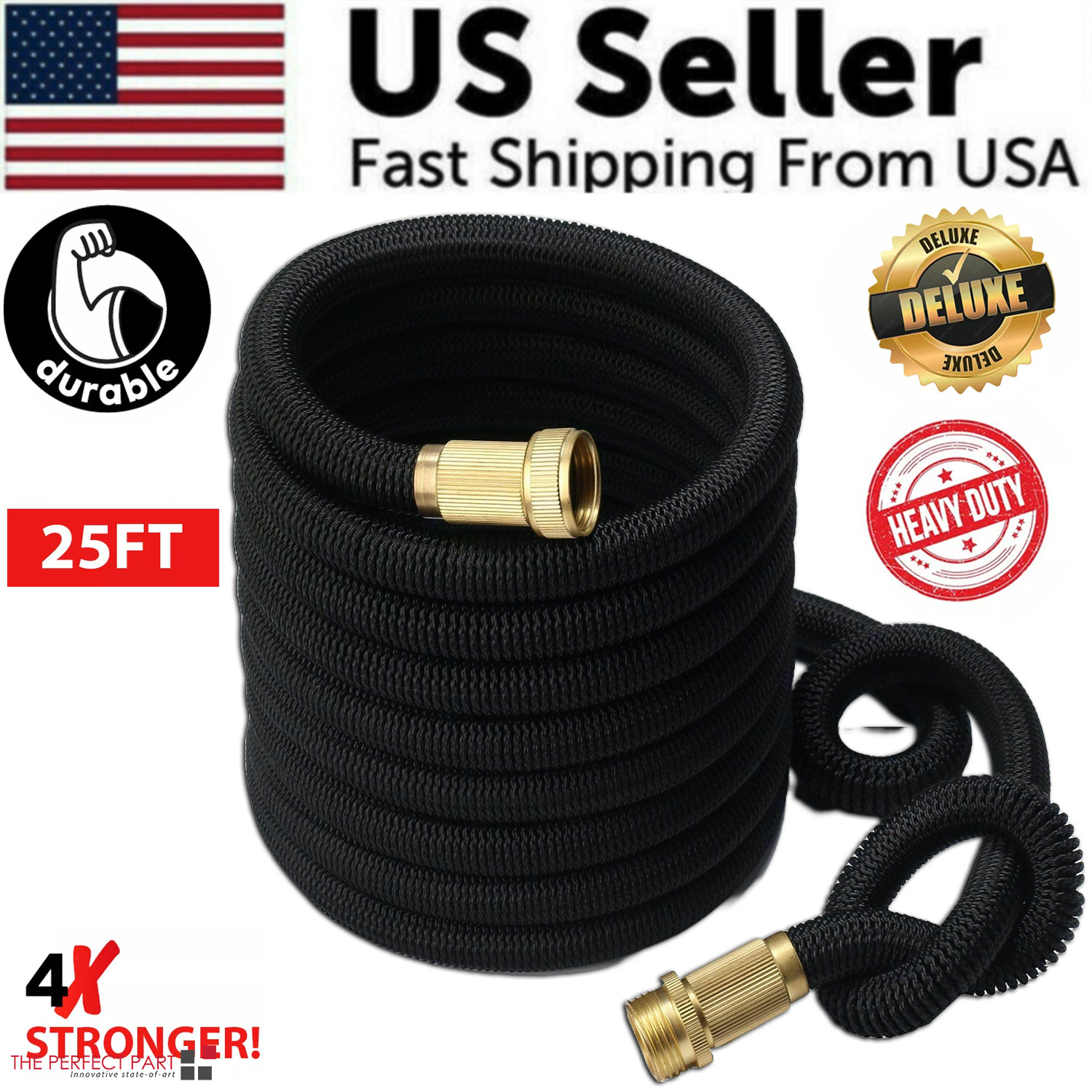 4X Stronger Deluxe Expandable Flexible Garden Hose Water Hose 25, 50, 75, 100FT 4X Stronger Deluxe Expandable Flexible Garden Hose Water Hose 25, 50, 75, 100FT