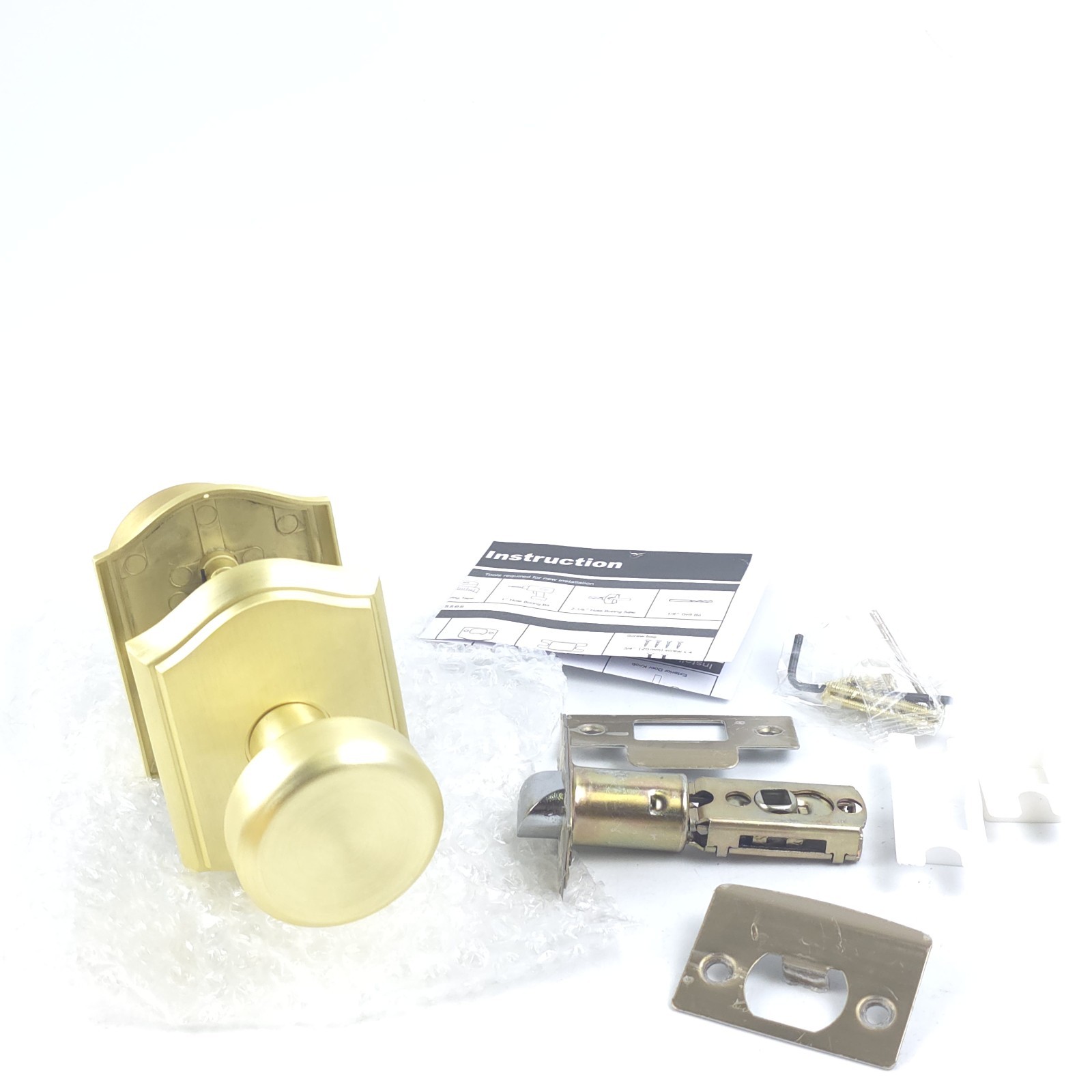 6 Pack Brushed Gold Interior Door knob for Hall Closet Non Locking 