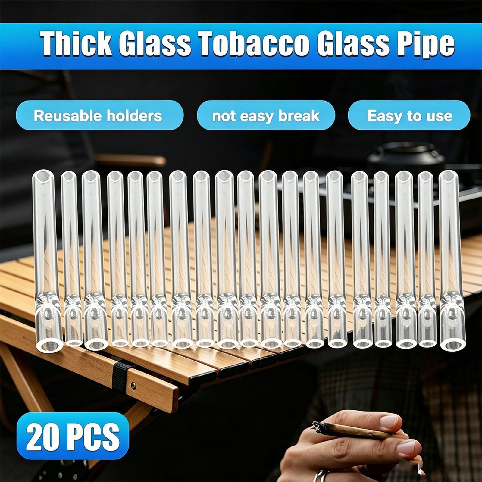 Heavy Thick Pyrex Glass Chillum Pipe 20Pcs Disposable Daily Use Smoking Pipe