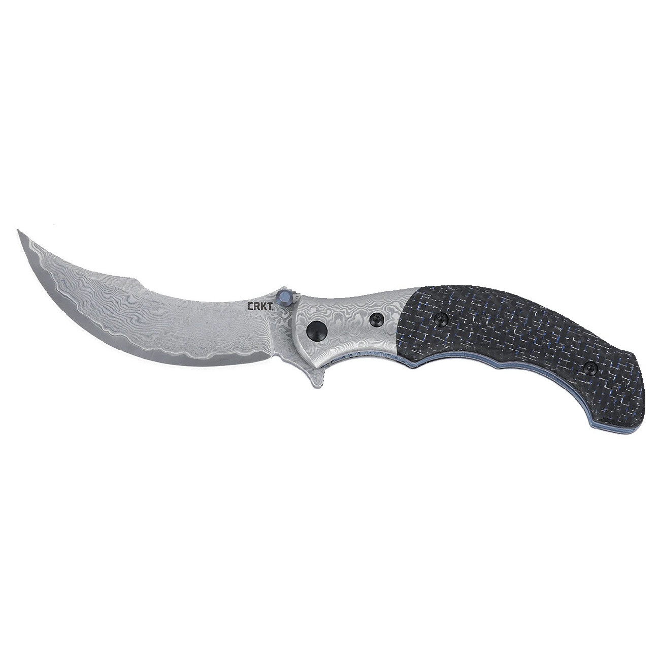CRKT 7466 Folts Ritual Compact Folding Knife Damascus Blade Carbon Fiber New
