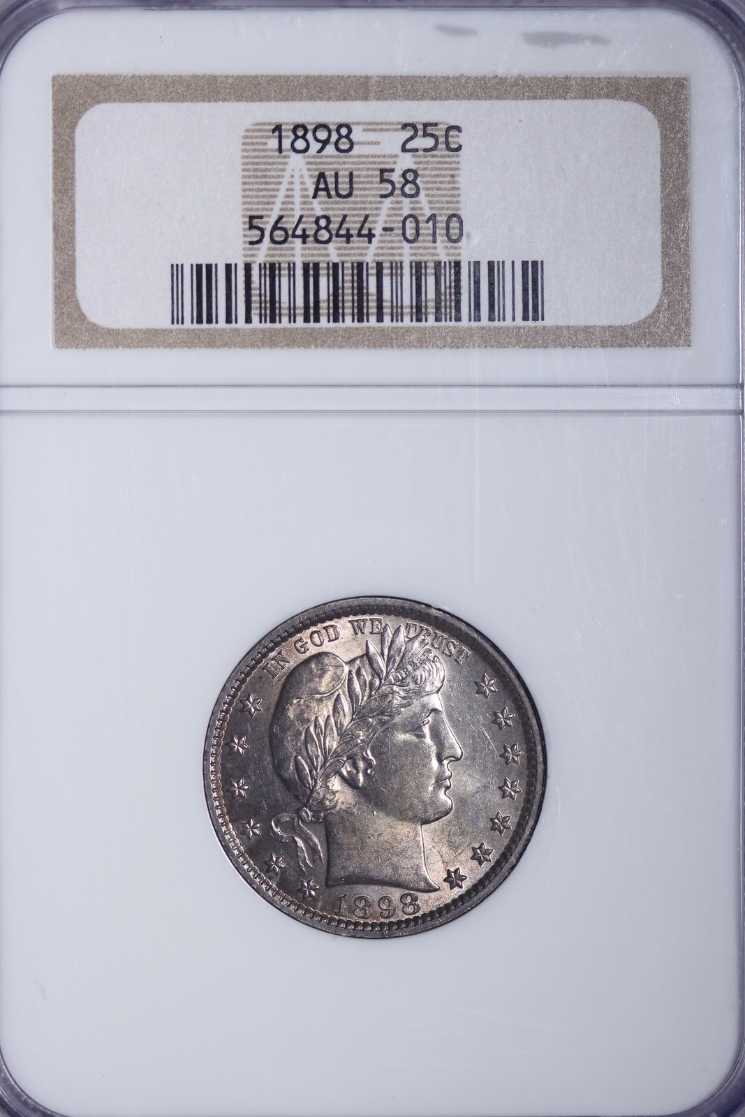 1898 Barber Quarter NGC AU58 SUPER PQ Looks Like 63 Quality ATZCHT