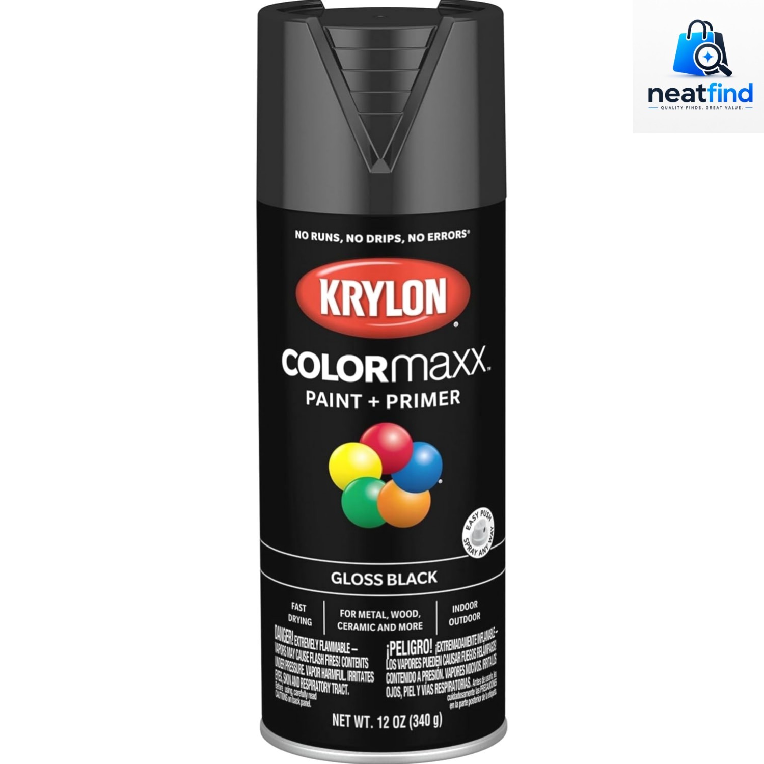 ColorMaxx12 Oz. Gloss Spray Paint, Black - 1 Each
