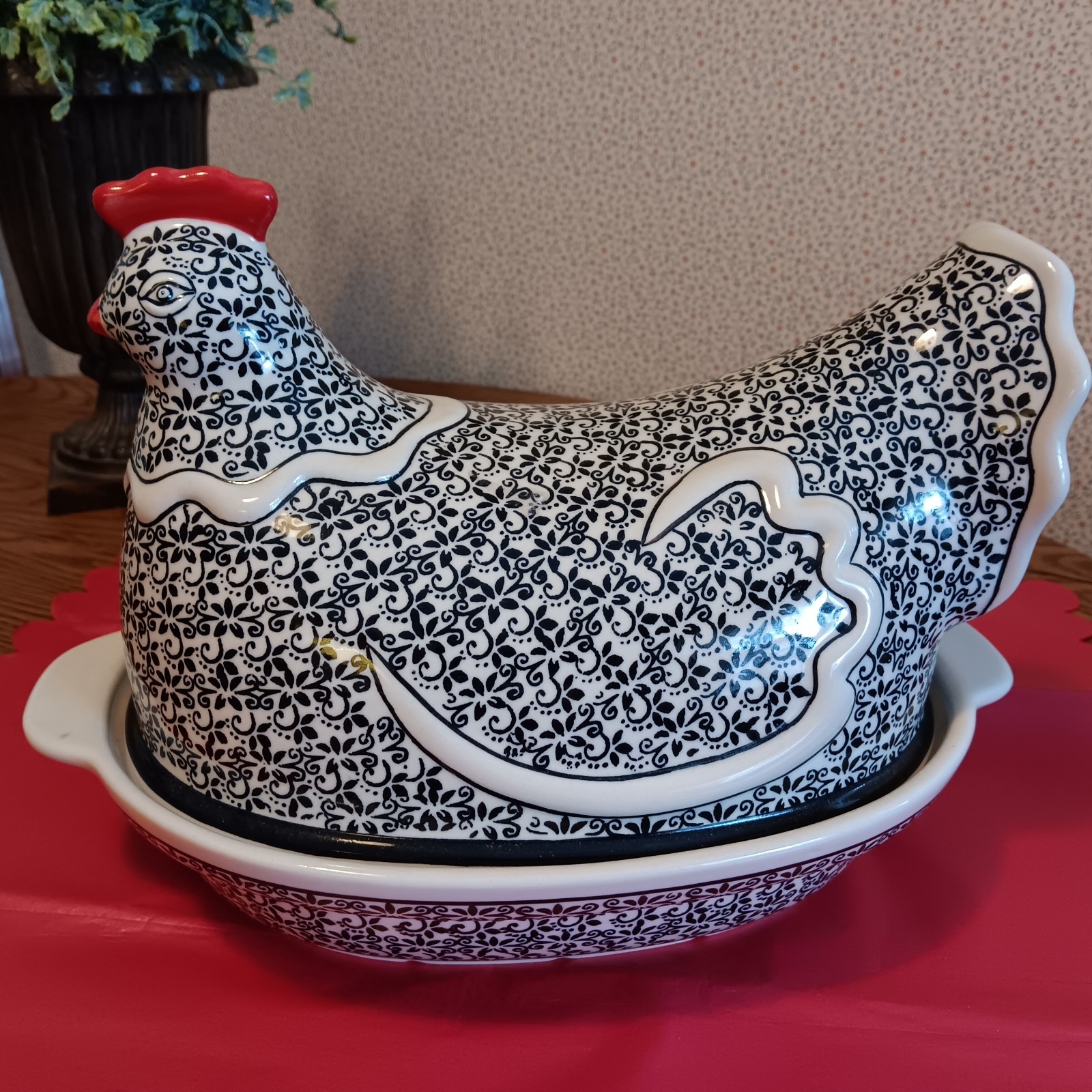 Polish Pottery Hen Covered Baker - Polish Stoneware by Zaklady Boleslawiec Rare
