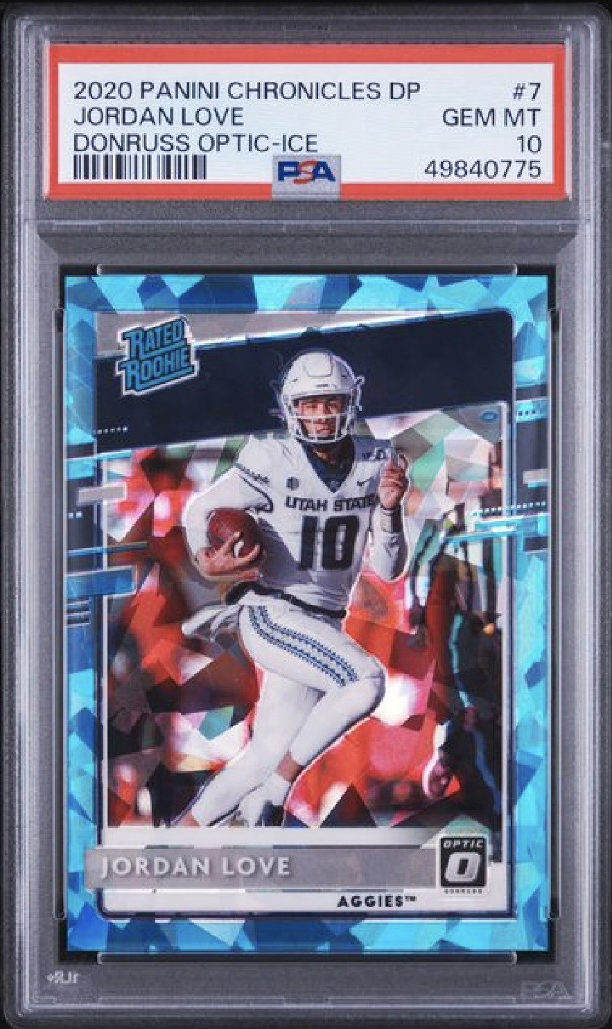 2020 Panini Chronicles Draft Picks - Jordan Love #7 Ice /15 PSA 10 2020 Panini Chronicles Draft Picks - Jordan Love #7 Ice /15 PSA 10