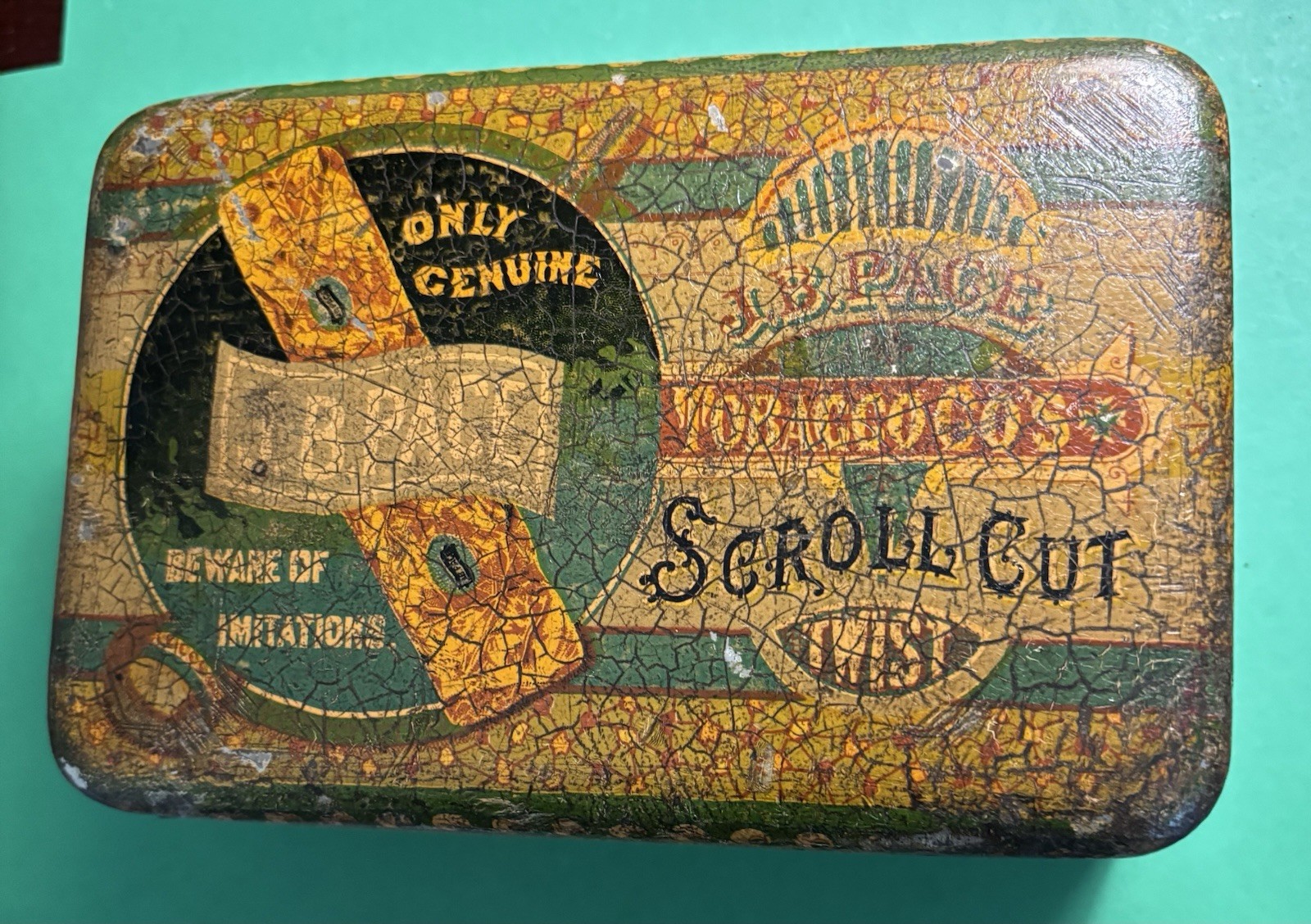 Vintage J.B. Pace Twist Cut Tobacco Company Tin Somers Bros. Scroll Cut Vintage J.B. Pace Twist Cut Tobacco Company Tin Somers Bros. Scroll Cut