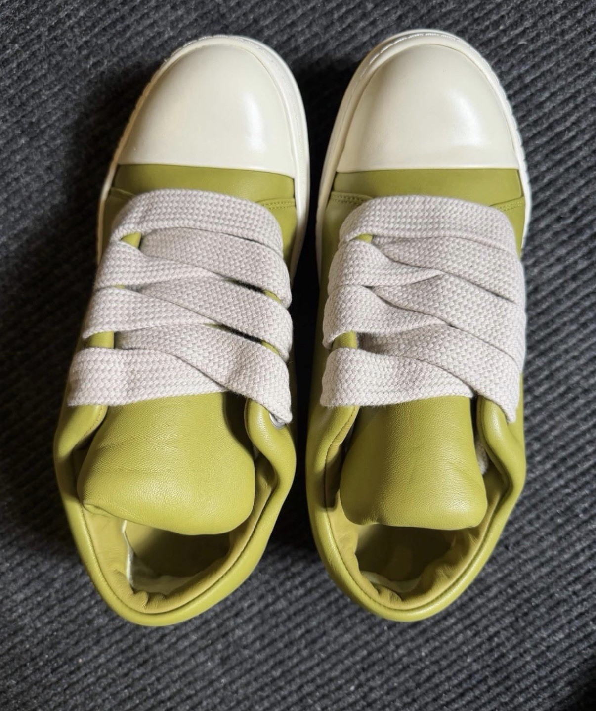 Rick Owens Luxor Jumbo Padded Jumbo Lace Ramones - Acid Green Rick Owens Luxor Jumbo Padded Jumbo Lace Ramones - Acid Green