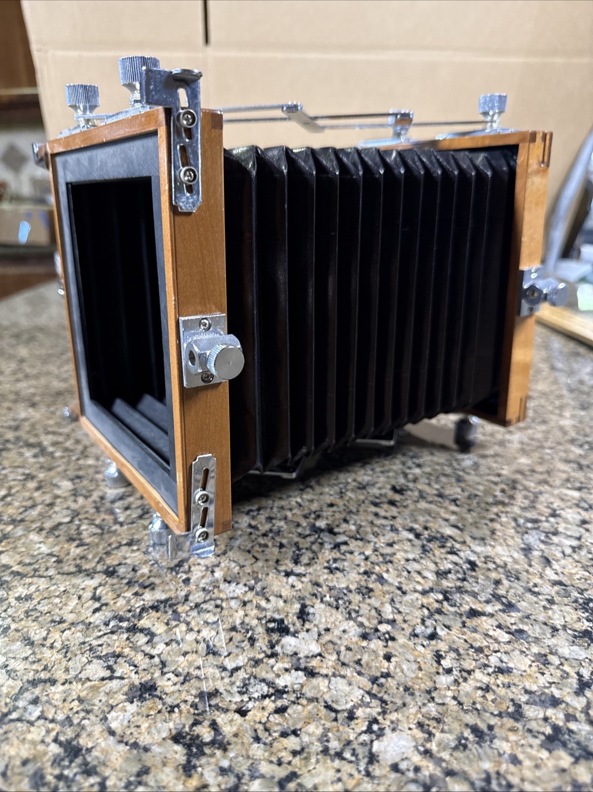 Vintage Wooden 4x5 Field Camera Body - LIGHT TIGHT BELLOWS - Scissor Strut A5