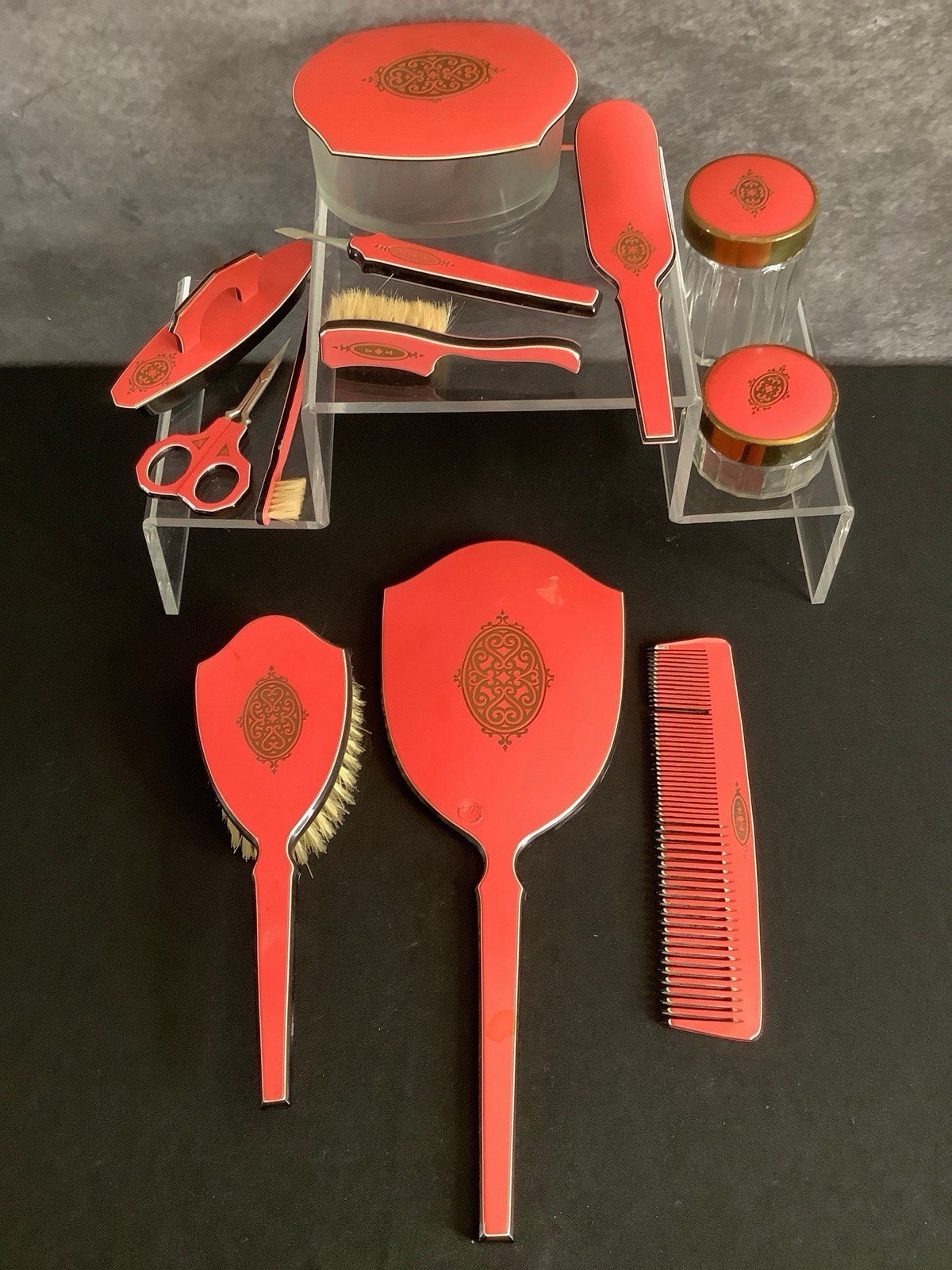 VTG Art Deco Celluloid/Bakelite Vanity Dresser Set VTG Art Deco Celluloid/Bakelite Vanity Dresser Set
