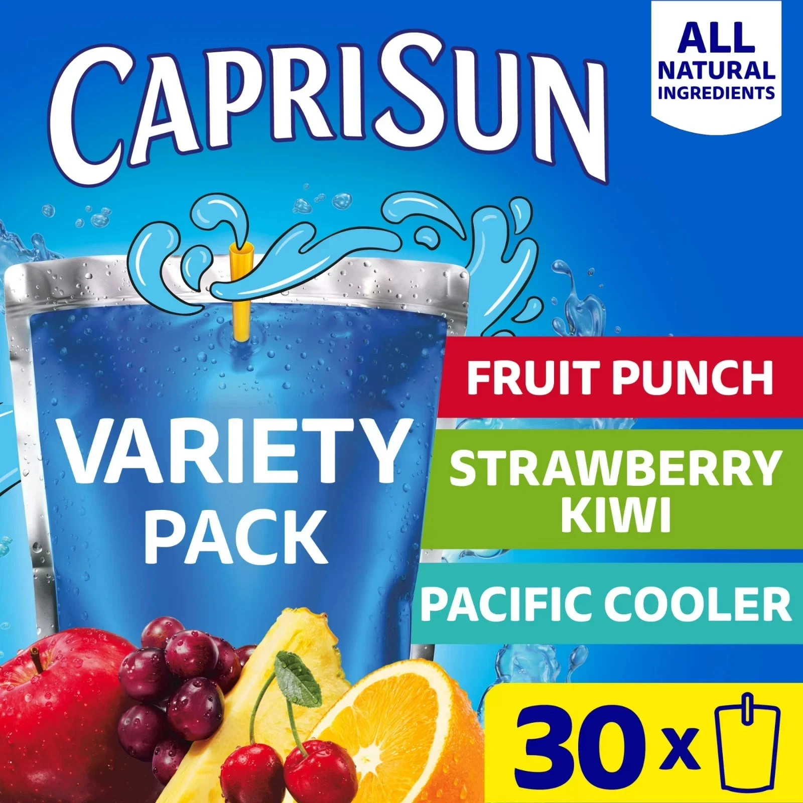 Capri Sun Fruit Punch, Strawberry Kiwi & Pacific Cooler Juice 30 ct Box, 6 fl oz Capri Sun Fruit Punch, Strawberry Kiwi & Pacific Cooler Juice 30 ct Box, 6 fl oz