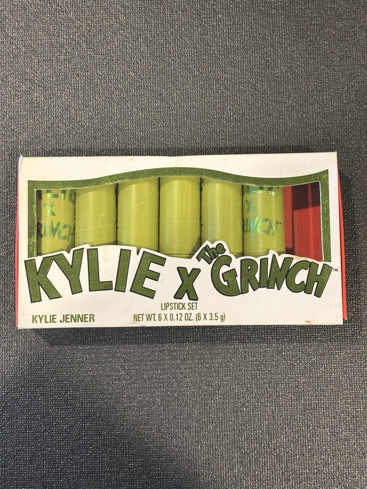 Kylie Cosmetics x The Grinch 6 Multicolor Lipstick Stick Set - Opened Box