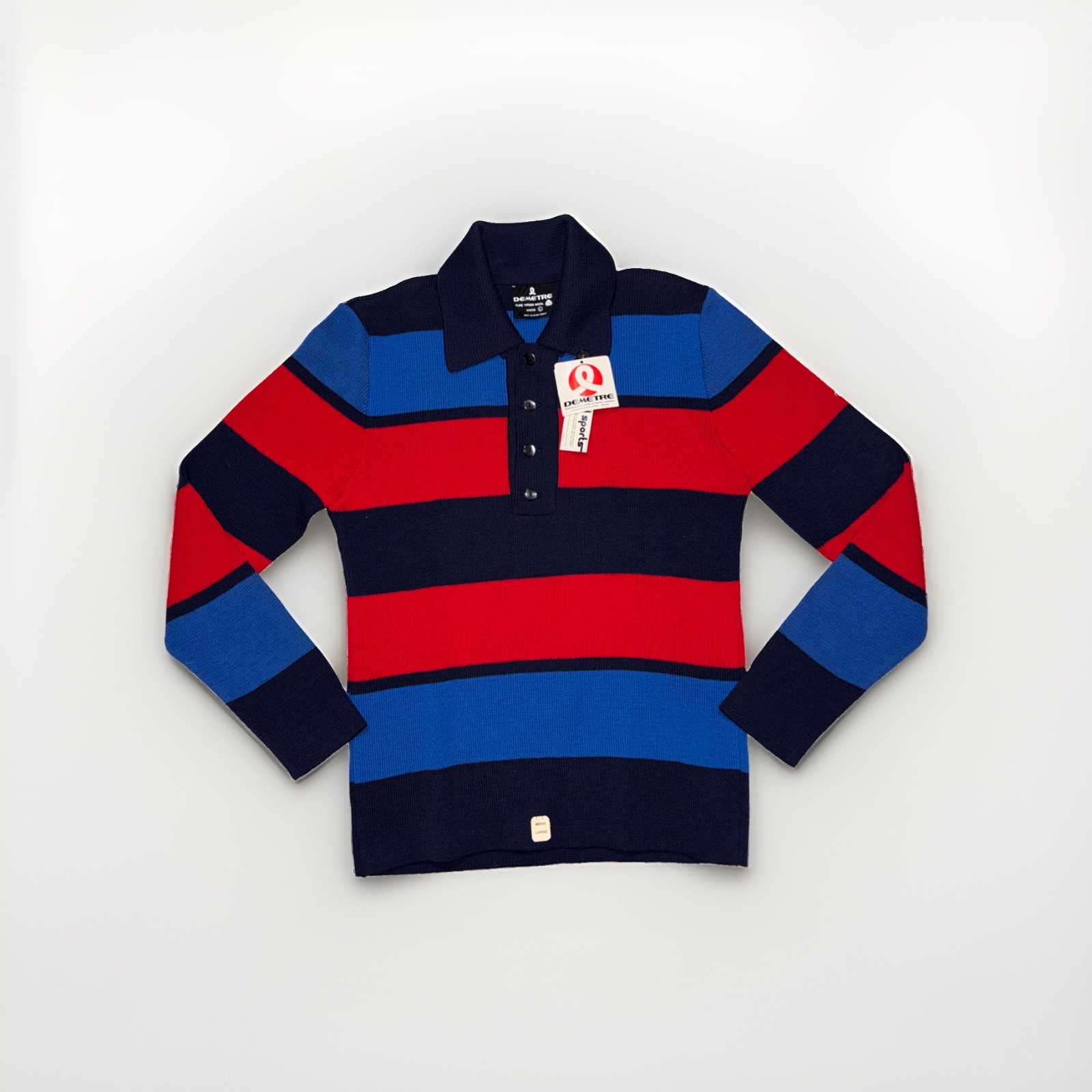 NEW Demetre Pure Virgin Wool Vtg Outdoor Sweater Mens Size Large Striped USA