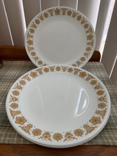 4 Corelle Livingware Corning Butterfly Gold 10 1/4\ 4 Corelle Livingware Corning Butterfly Gold 10 1/4\