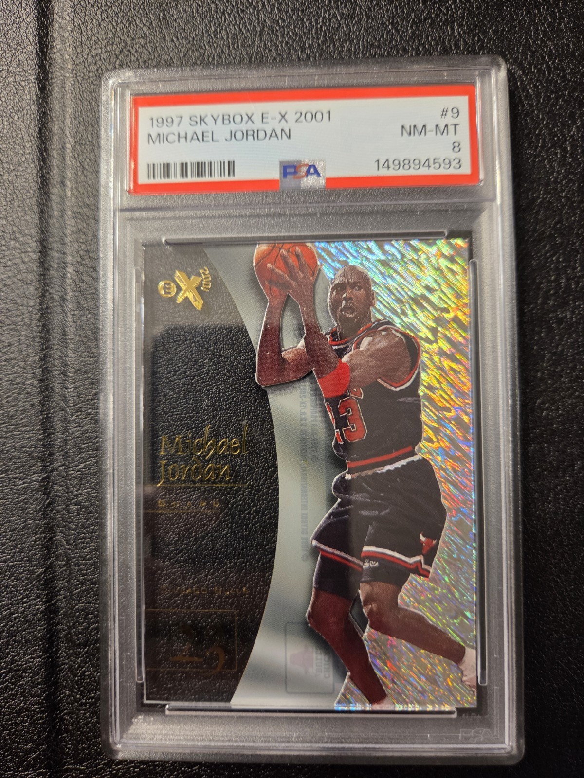 1997 SKYBOX E-X 2001 MICHAEL JORDAN #9 PSA 8 NM-MT 1997 SKYBOX E-X 2001 MICHAEL JORDAN #9 PSA 8 NM-MT