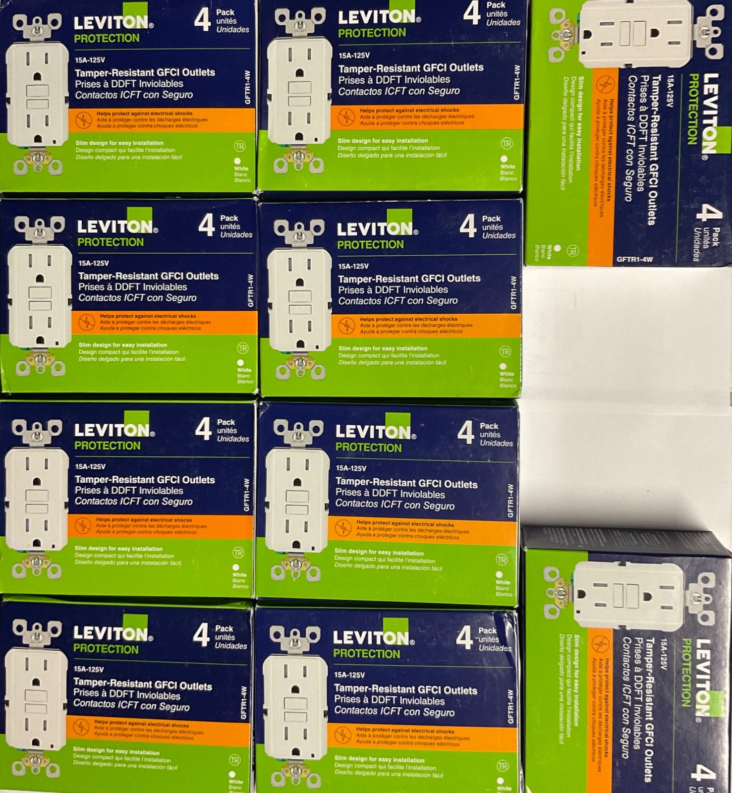 40PCS LEVITON GFTR1-4W  GFCI  15A TAMPER RESISTANT OUTLET WHITE NEW