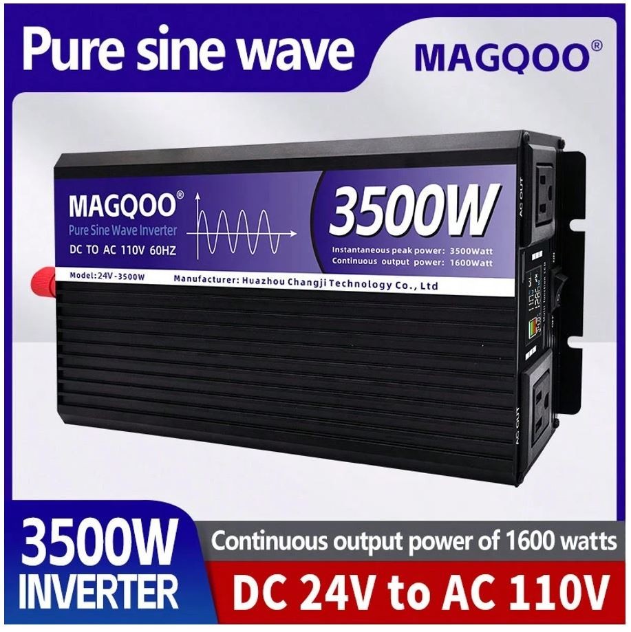 MAGQOO 24vdc to 110vac Pure Sine Wave 1600w continuous, 3500w peak MAGQOO 24vdc to 110vac Pure Sine Wave 1600w continuous, 3500w peak