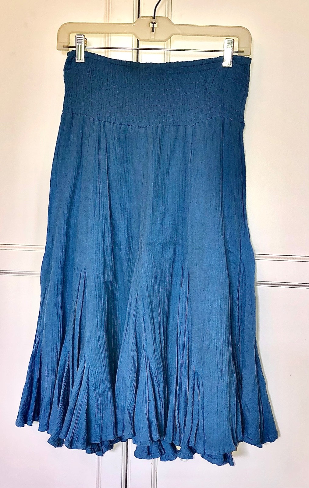 April Cornell Blue Cotton Pull On Skirt size M, knee length