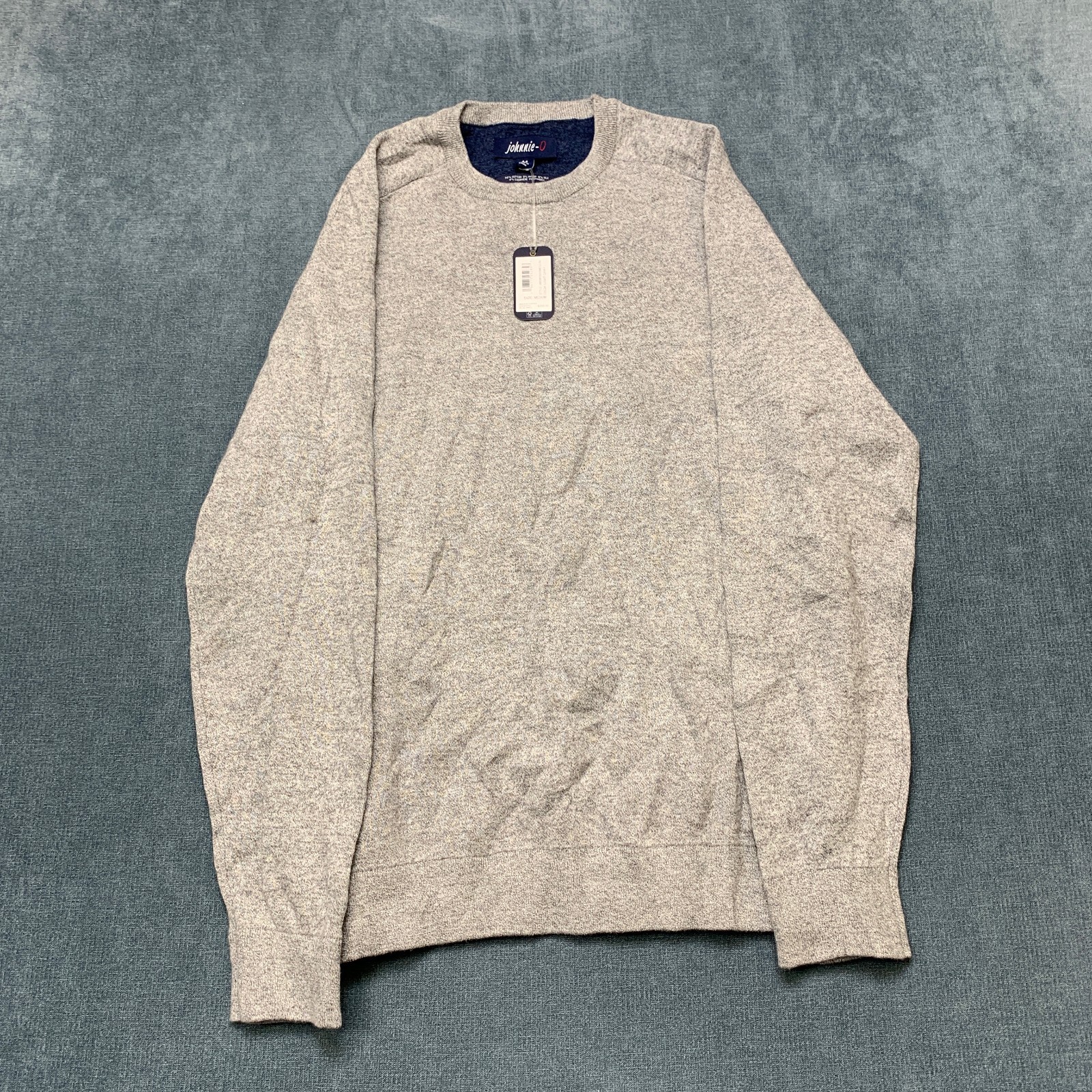 Johnnie O Sweater Mens Medium Light Gray Long Sleeve Crew Neck Winter Pullover