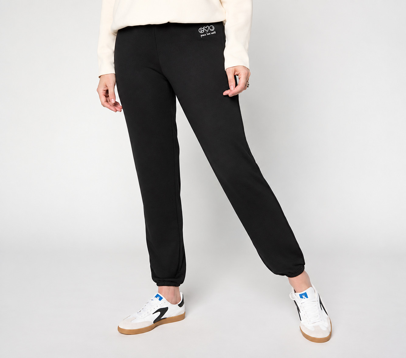 Peace Love World Regular Ankle Length Pull On Comfy Joggers Black, X-Large
