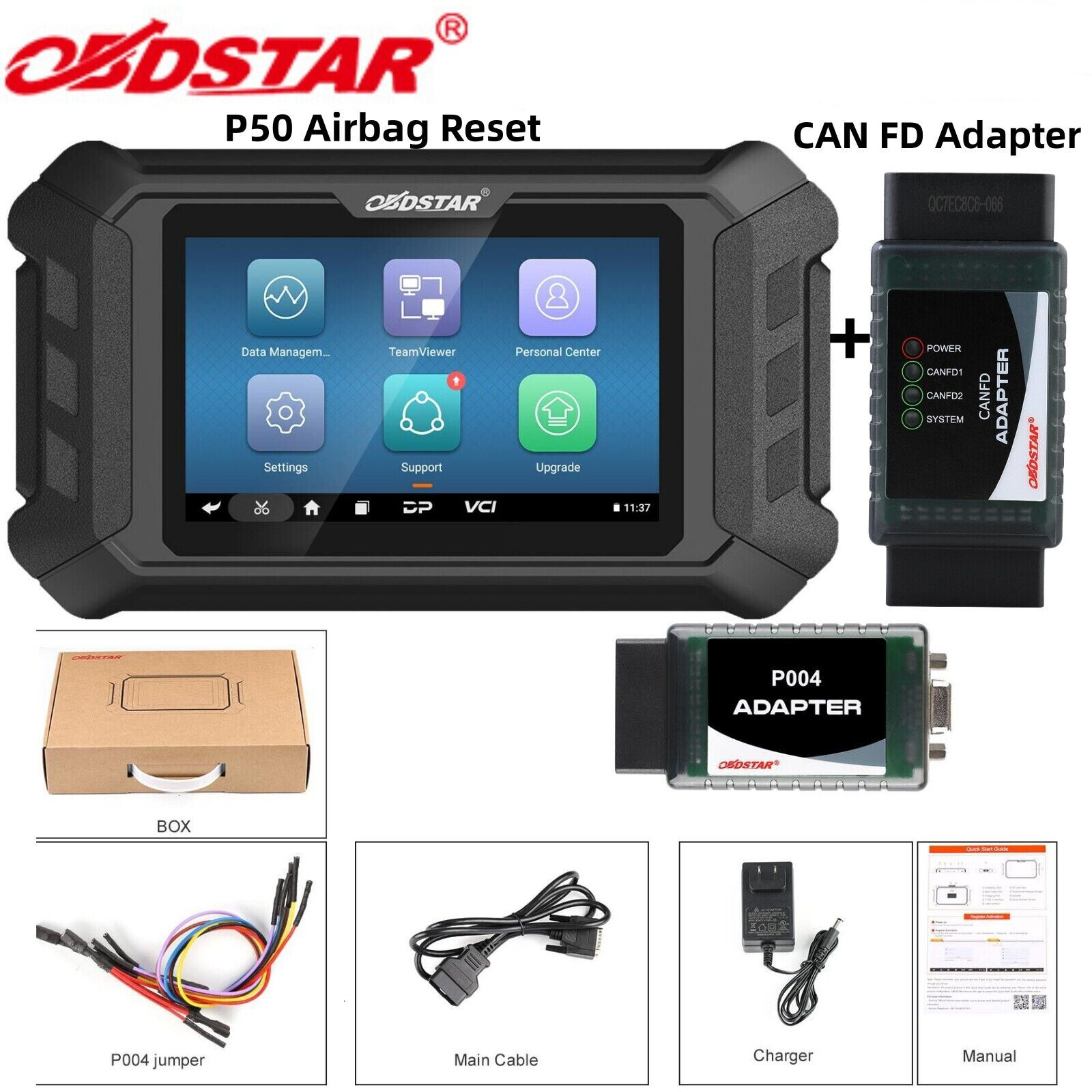 OBDSTAR P50 SRS Reset Covers 16100+ E-CU Part No ,108 Brands & + CAN FD Adapter