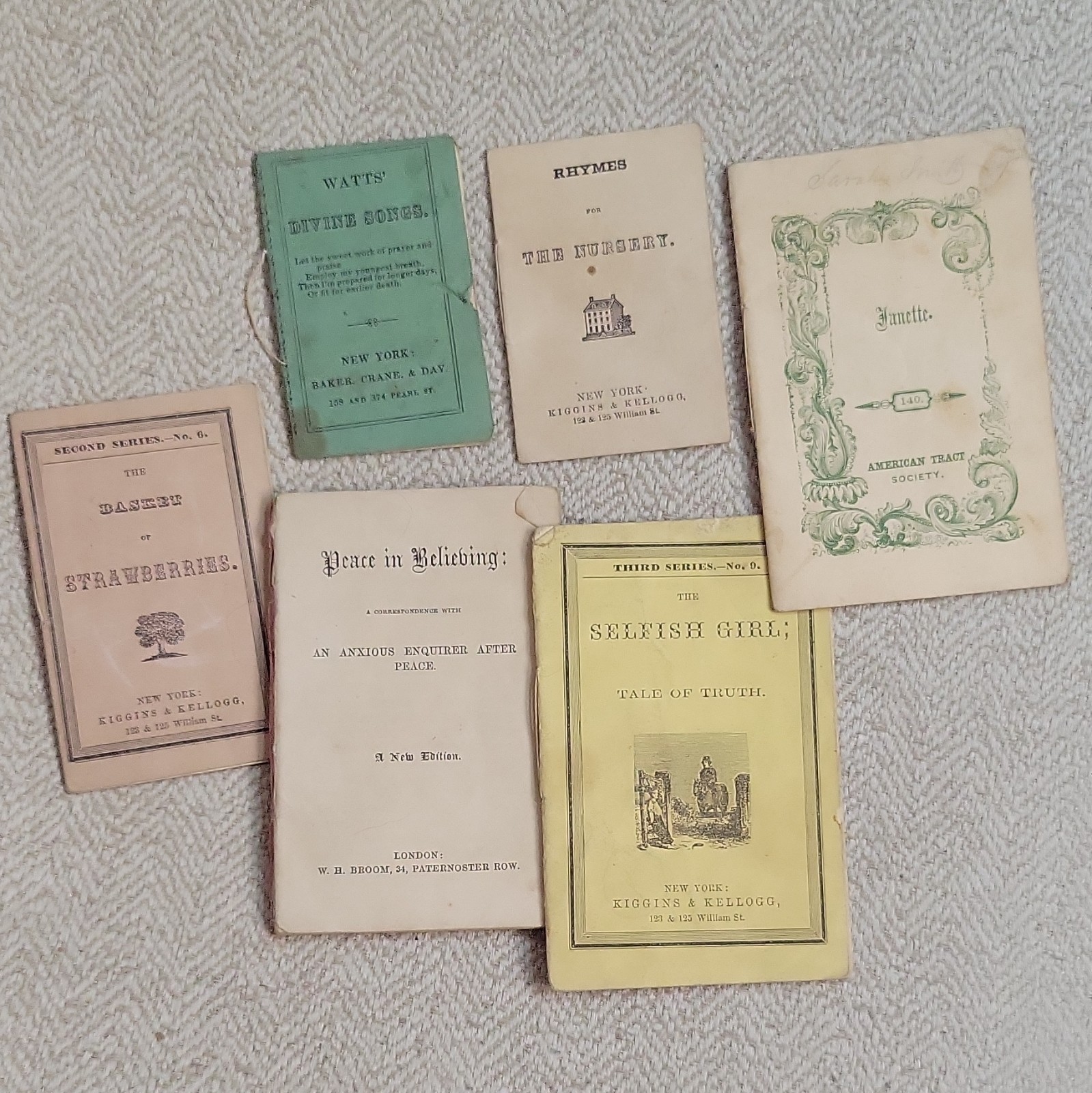 Lot of 6 Antique Pre-1920 Booklets: Watts' Divine Songs, Rhymes, Janette + Lot of 6 Antique Pre-1920 Booklets: Watts' Divine Songs, Rhymes, Janette +