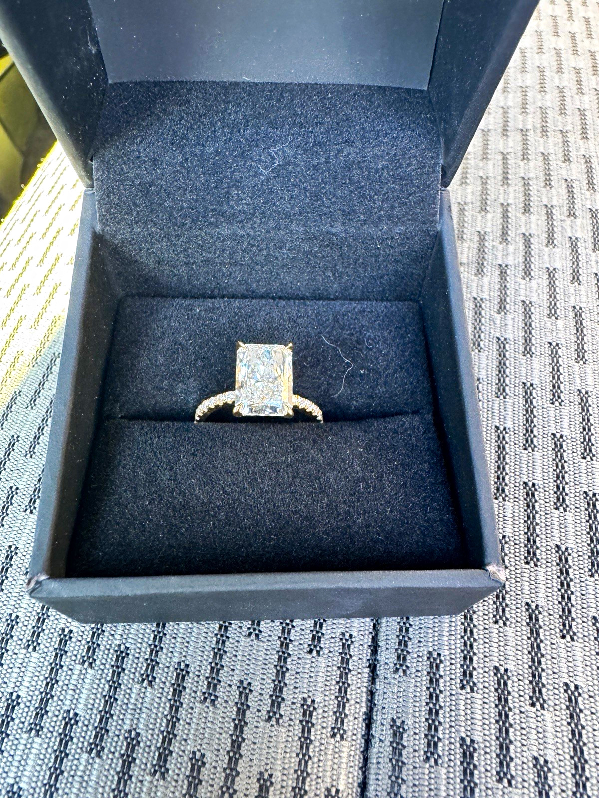 14k Yellow Gold Lab-Created Radiant Diamond Ring 4.14ctw F VS2 Sz 6.5 GSI