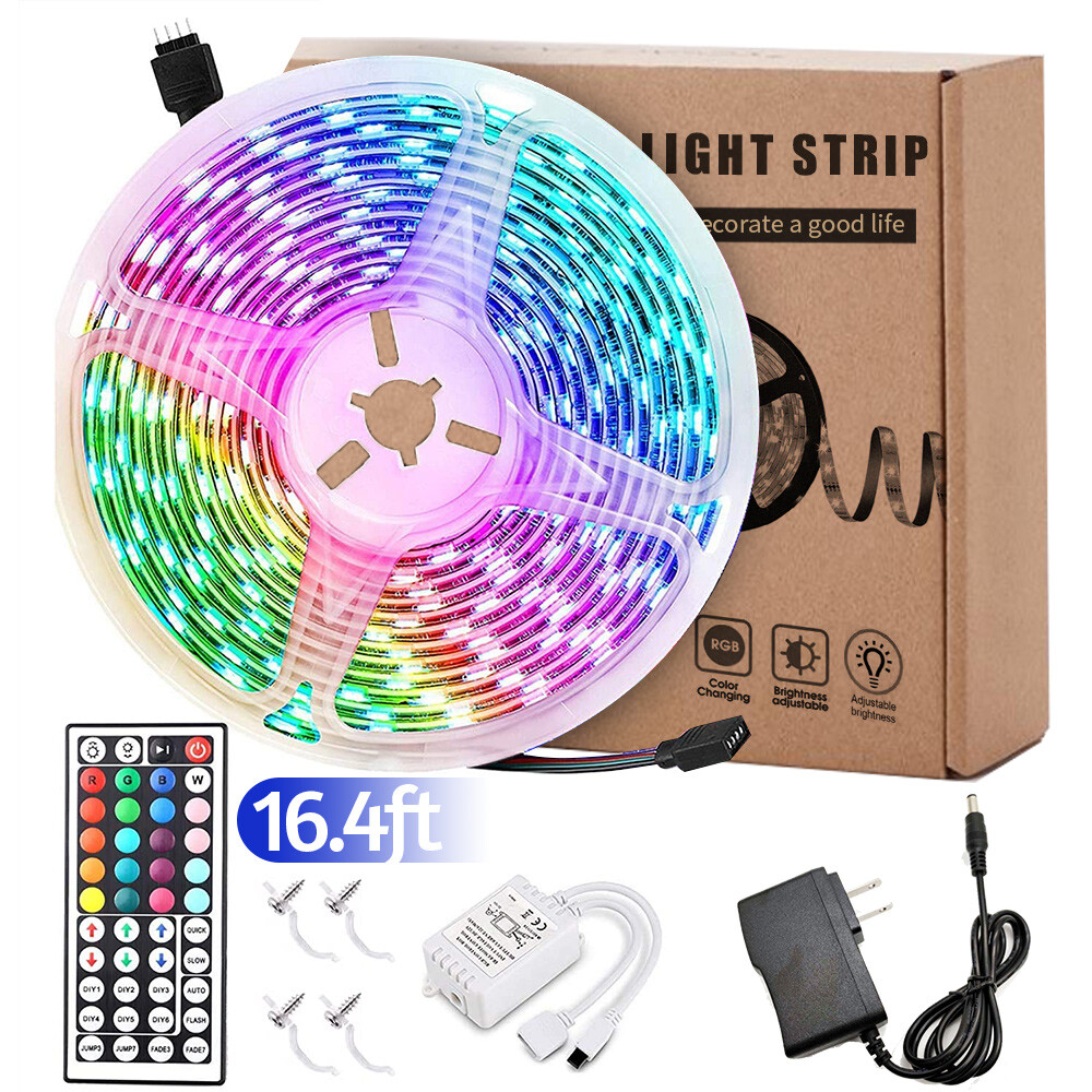 65.6FT RGB Led Strip Lights Waterproof Flexible with 44 Keys Remote 12V US Power