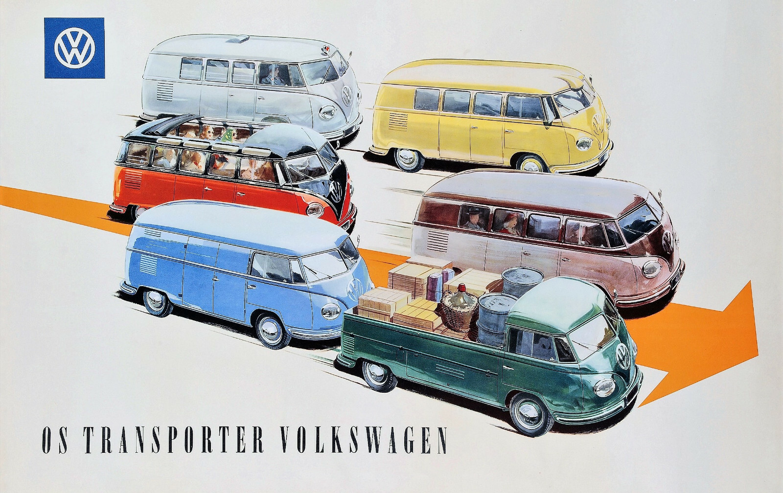 Volkswagen VW OS Transporter Bus Color Art Poster 11\