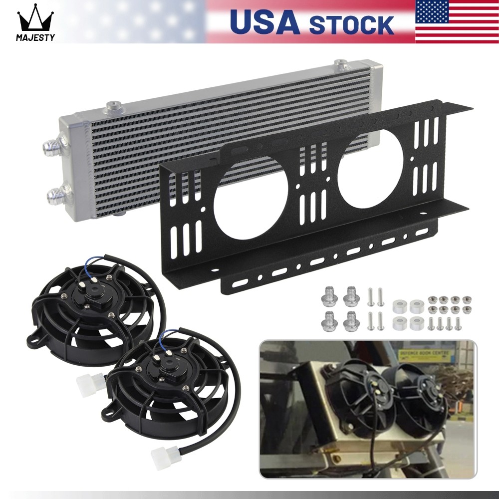 Universal Dual Pass Large AN10 Oil Cooler Bar&Plate SL+ Dual 5.5'' Electric Fan Universal Dual Pass Large AN10 Oil Cooler Bar&Plate SL+ Dual 5.5'' Electric Fan