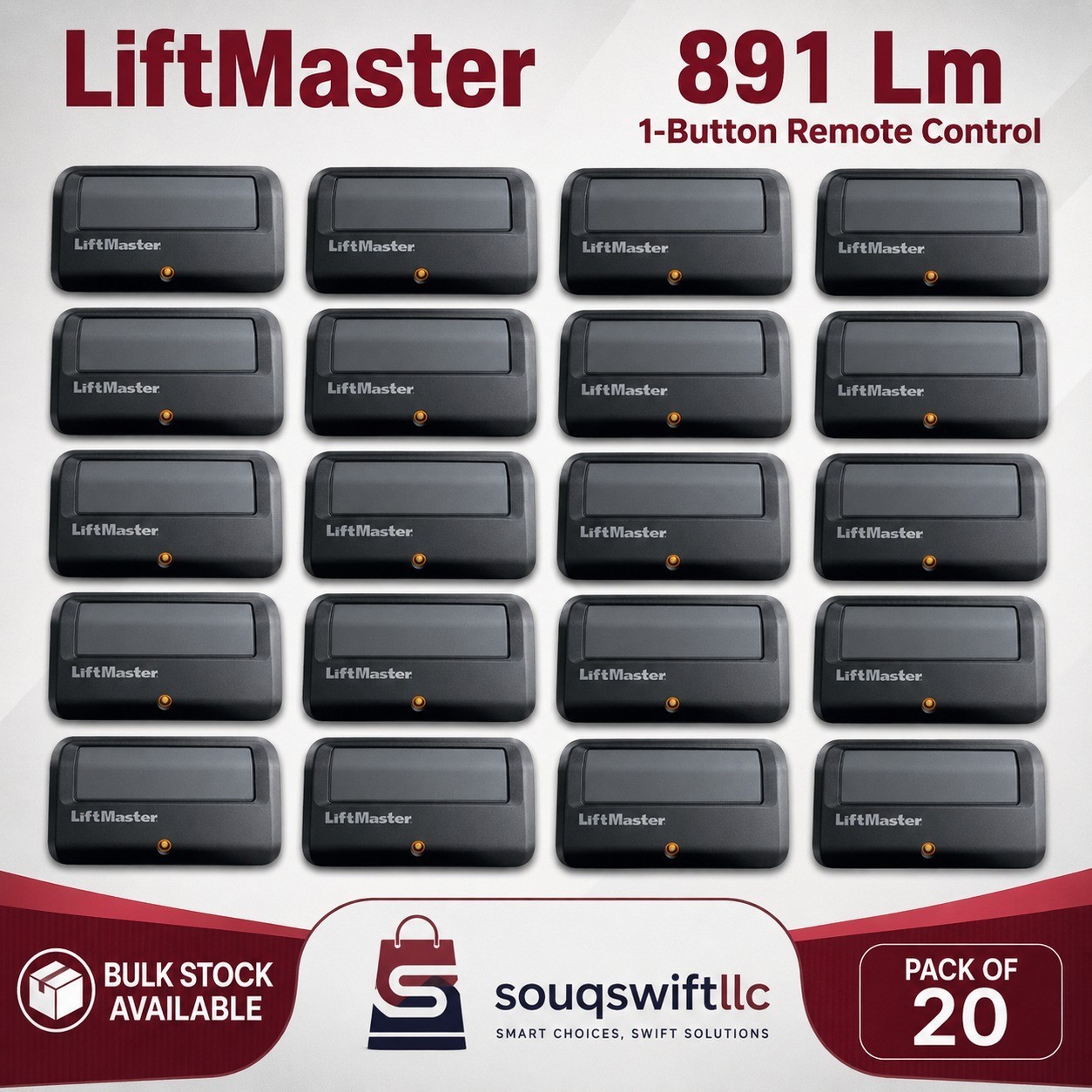 20 Pack 891 LM LiftMaster 1 Button Remote Control Garage Opener Security+2.0 20 Pack 891 LM LiftMaster 1 Button Remote Control Garage Opener Security+2.0