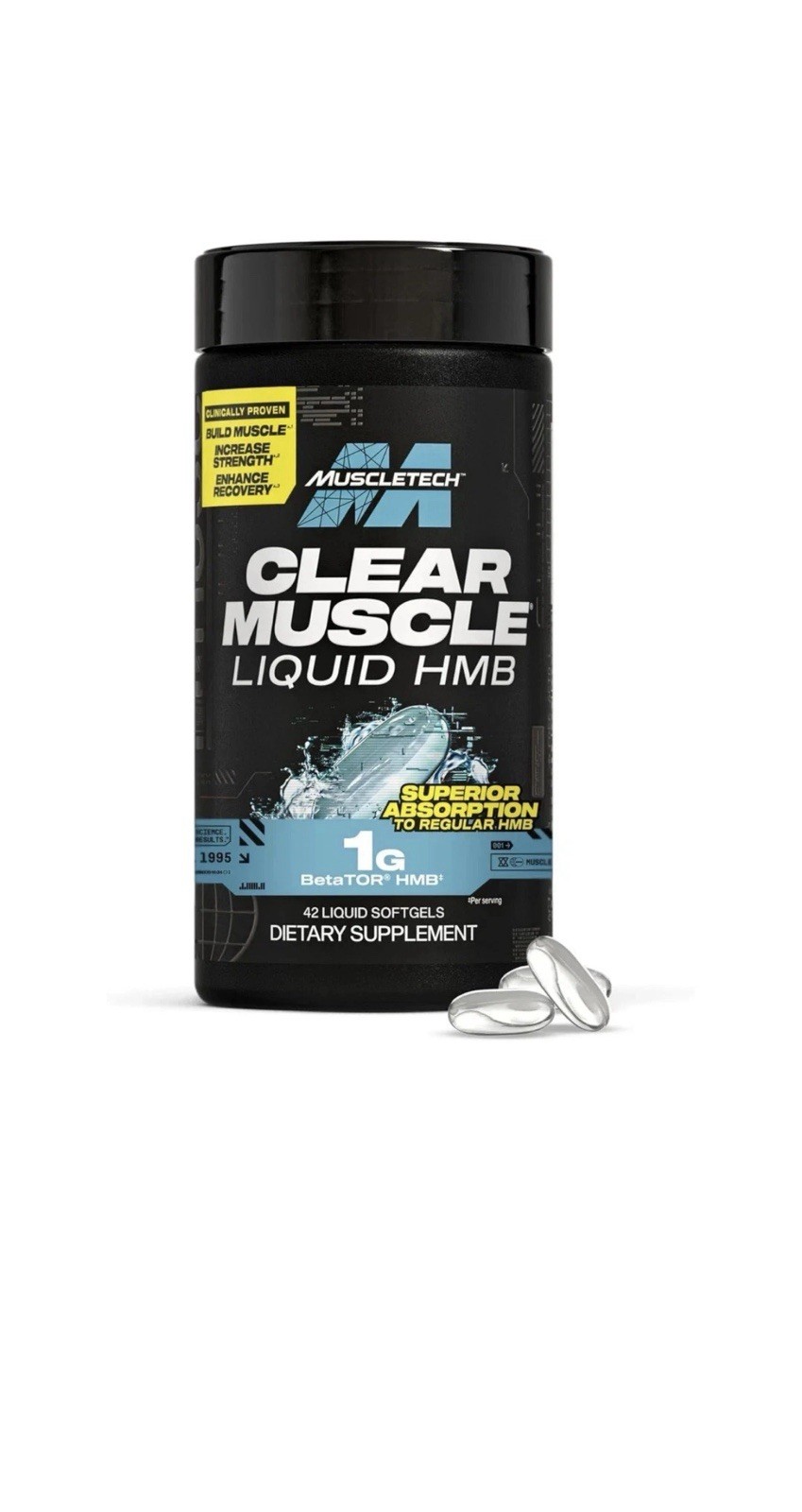 Muscletech Clear Muscle HMB 1000mg 42 Softgels Lean Muscle Gain
