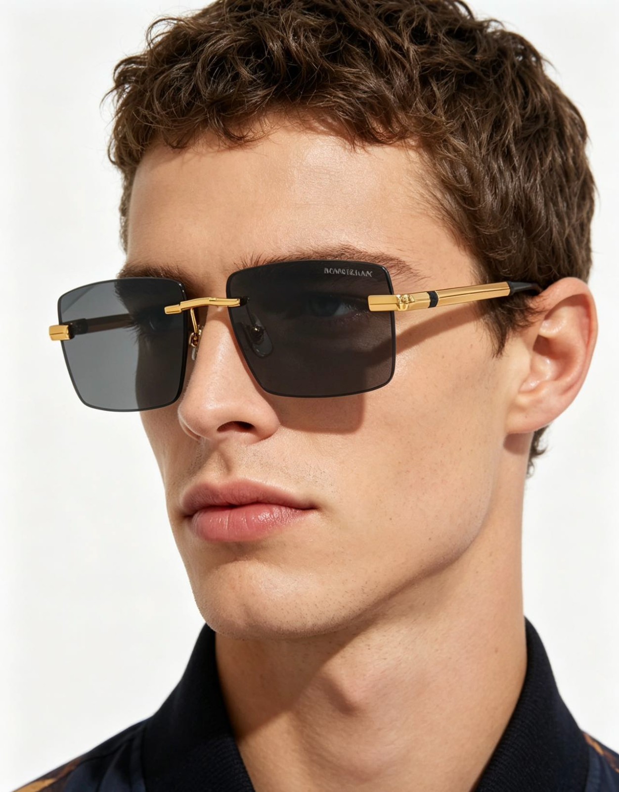 MONTBLANC MB7171S Rimless Sunglasses Gold Black 59-16-147
