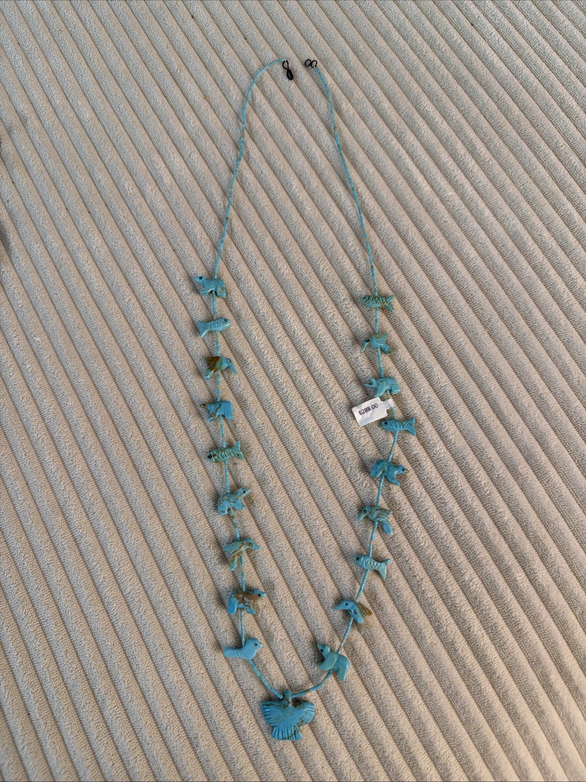 Authentic vintage (circa 1970s) zuni fetish necklace, turquoise