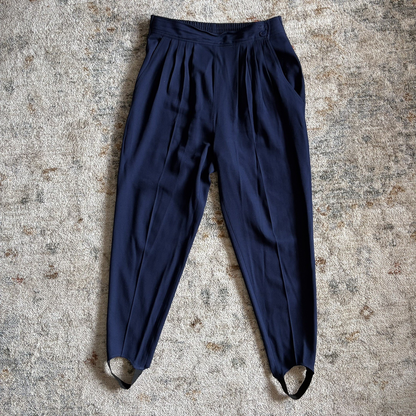 Vintage Counterparts Navy Stirrup Pants – High Waist Pleated Made in USA