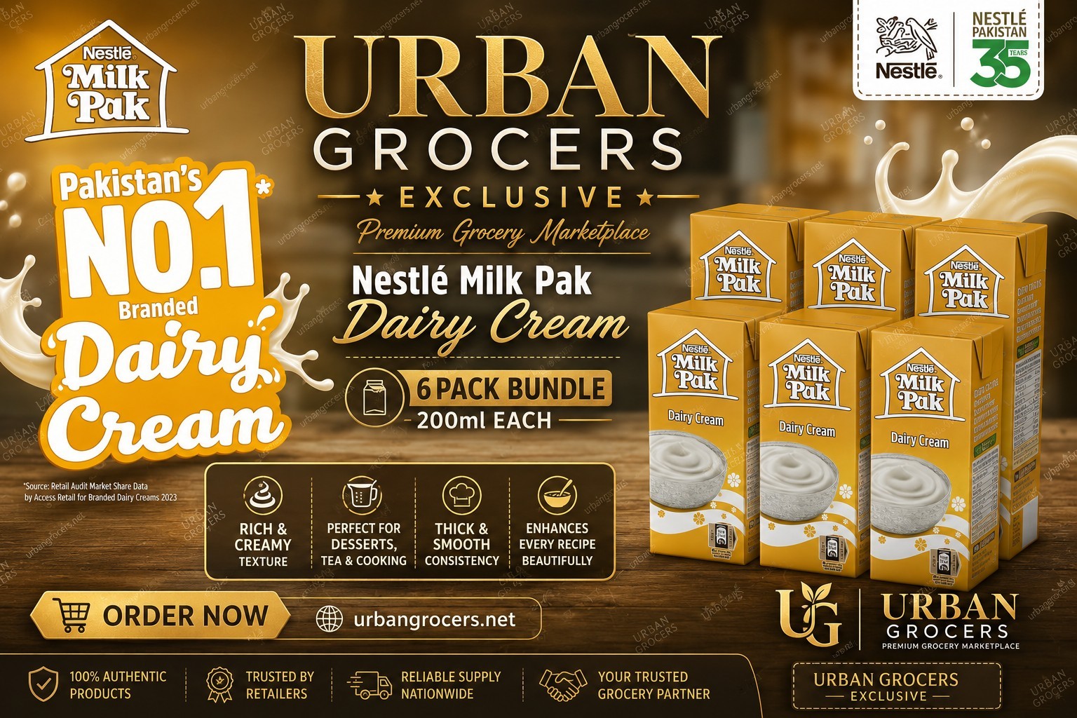 Nestle Milk Pak Dairy Cream 200ml (Pack Of 6) New Stock 2027 Expiry