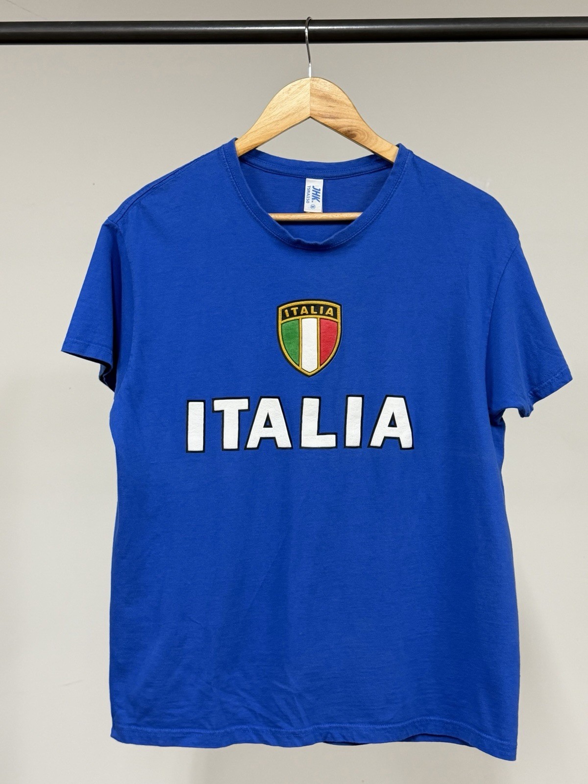 Vintage Italy Italia Flag Blue Retro Puff Logo T Shirt Medium