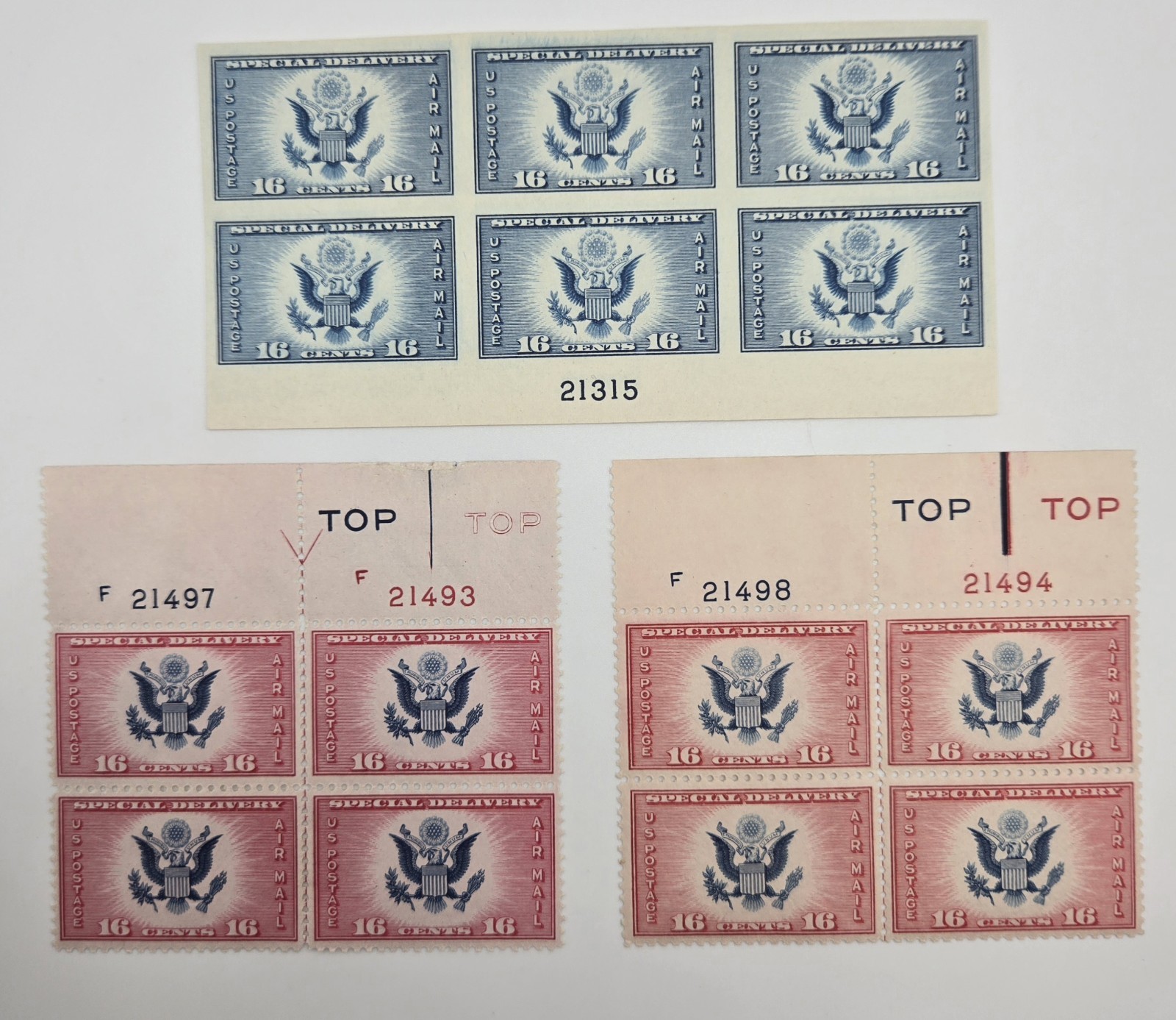 1935-36 US CE2 Type II & III Plate Blocks F21498/21494 F21497/21493 + Scott 771