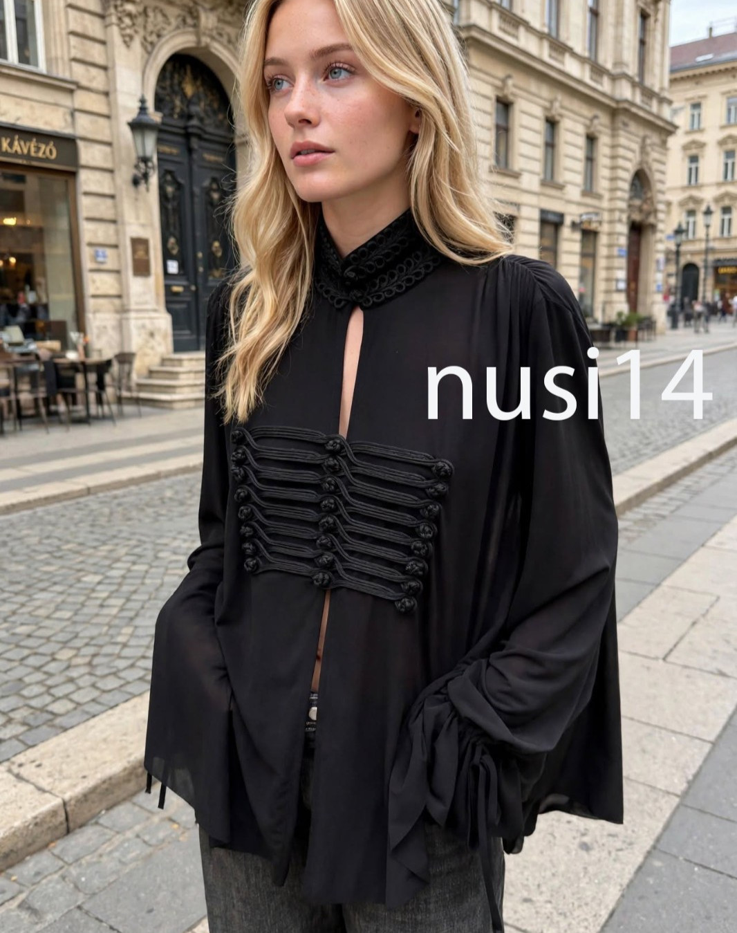 ZARA NEW WOMAN OVERSIZE FROG FASTENING BLOUSE BLACK S,M,L 5070/492/800