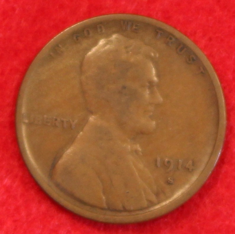 1914-S Lincoln Wheat Cent Penny Circulated Coin LW2896