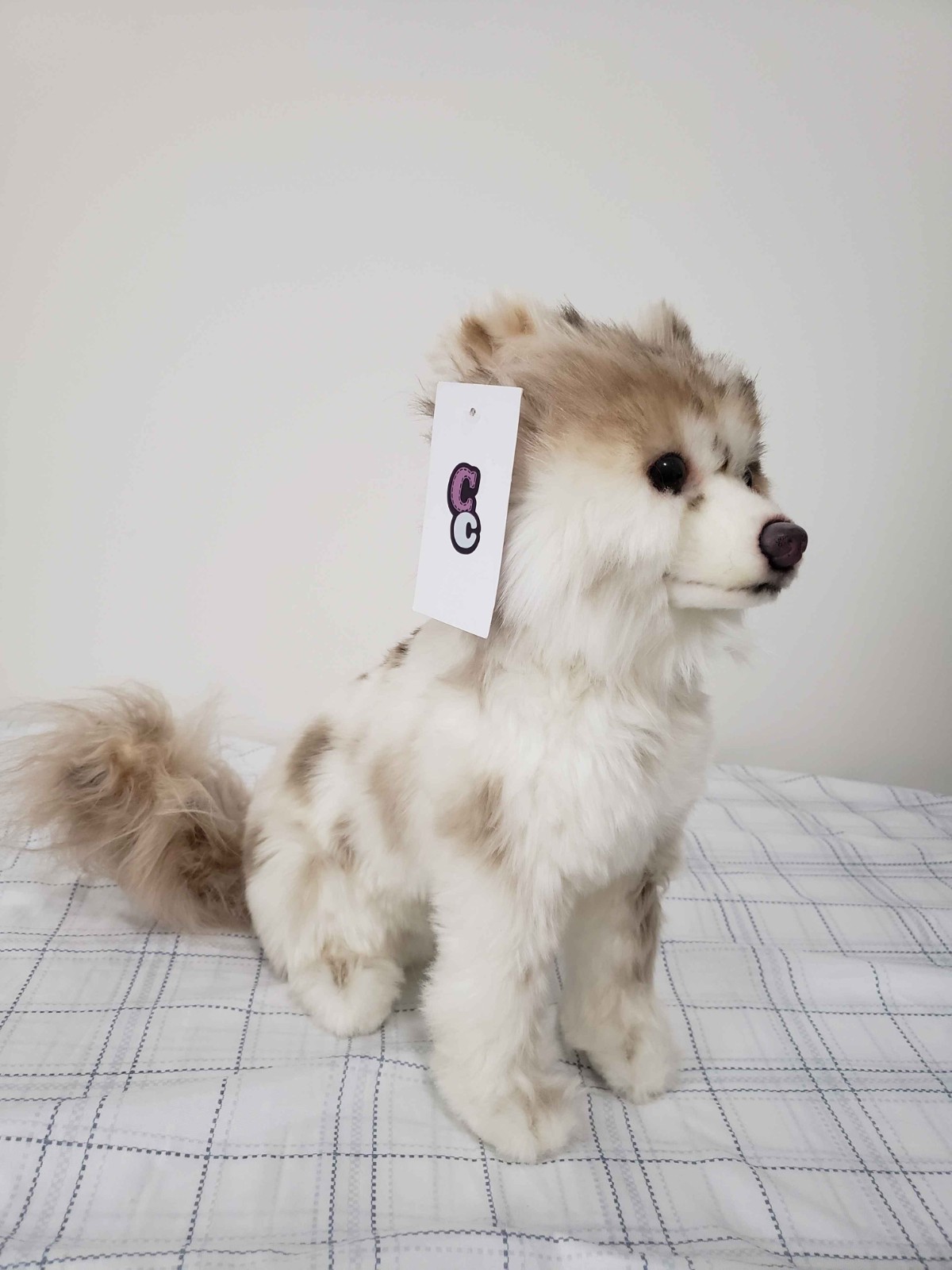 Cuddle Clones Plush Dog Pomski Mix White and Brown Merle Cuddle Clones Plush Dog Pomski Mix White and Brown Merle