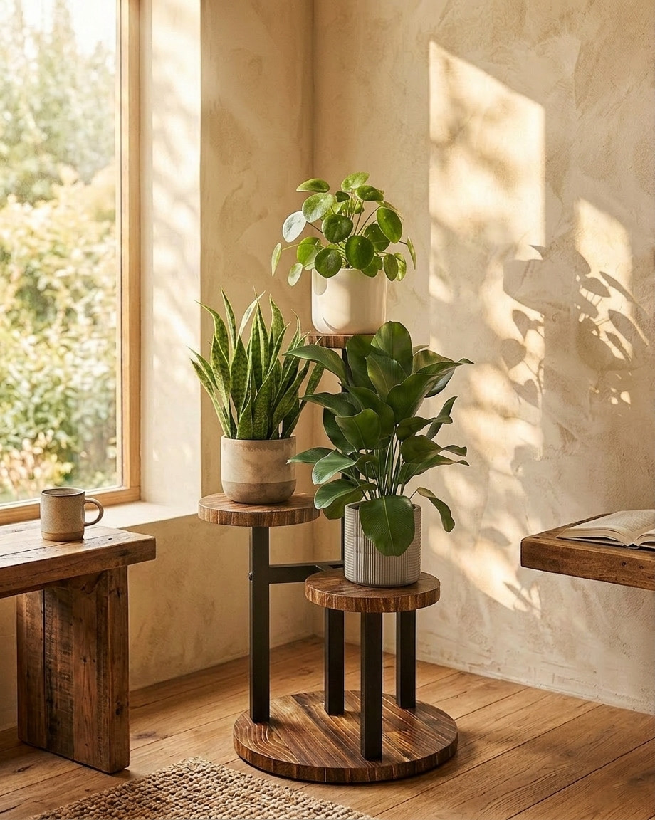 Bamworld 3Tier Plant Table Indoor Corner Plant Stand Tall Metal Wood Plant Shelf Bamworld 3Tier Plant Table Indoor Corner Plant Stand Tall Metal Wood Plant Shelf